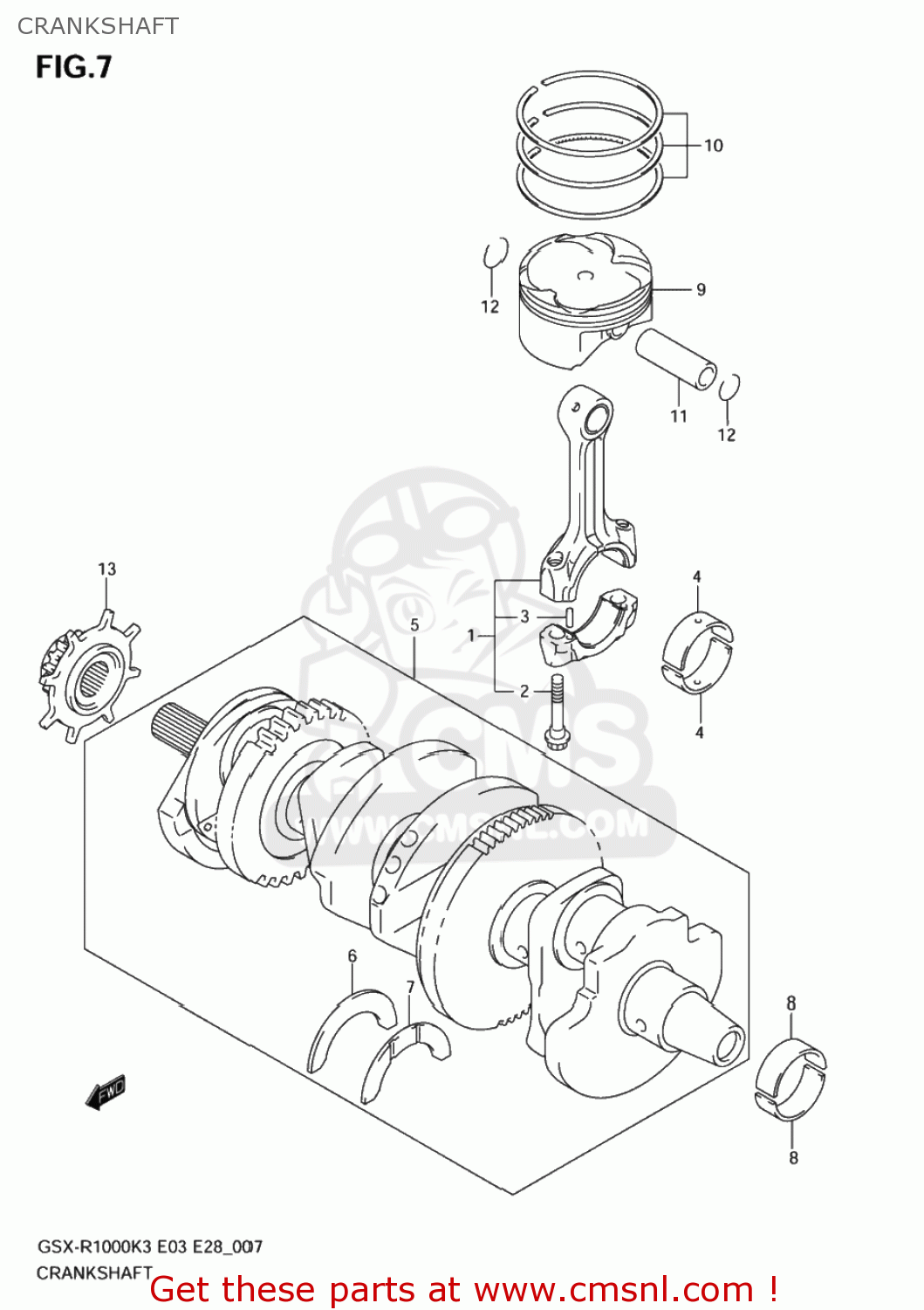 CRANKSHAFT GSXR1000 2003 (K3) USA (E03)