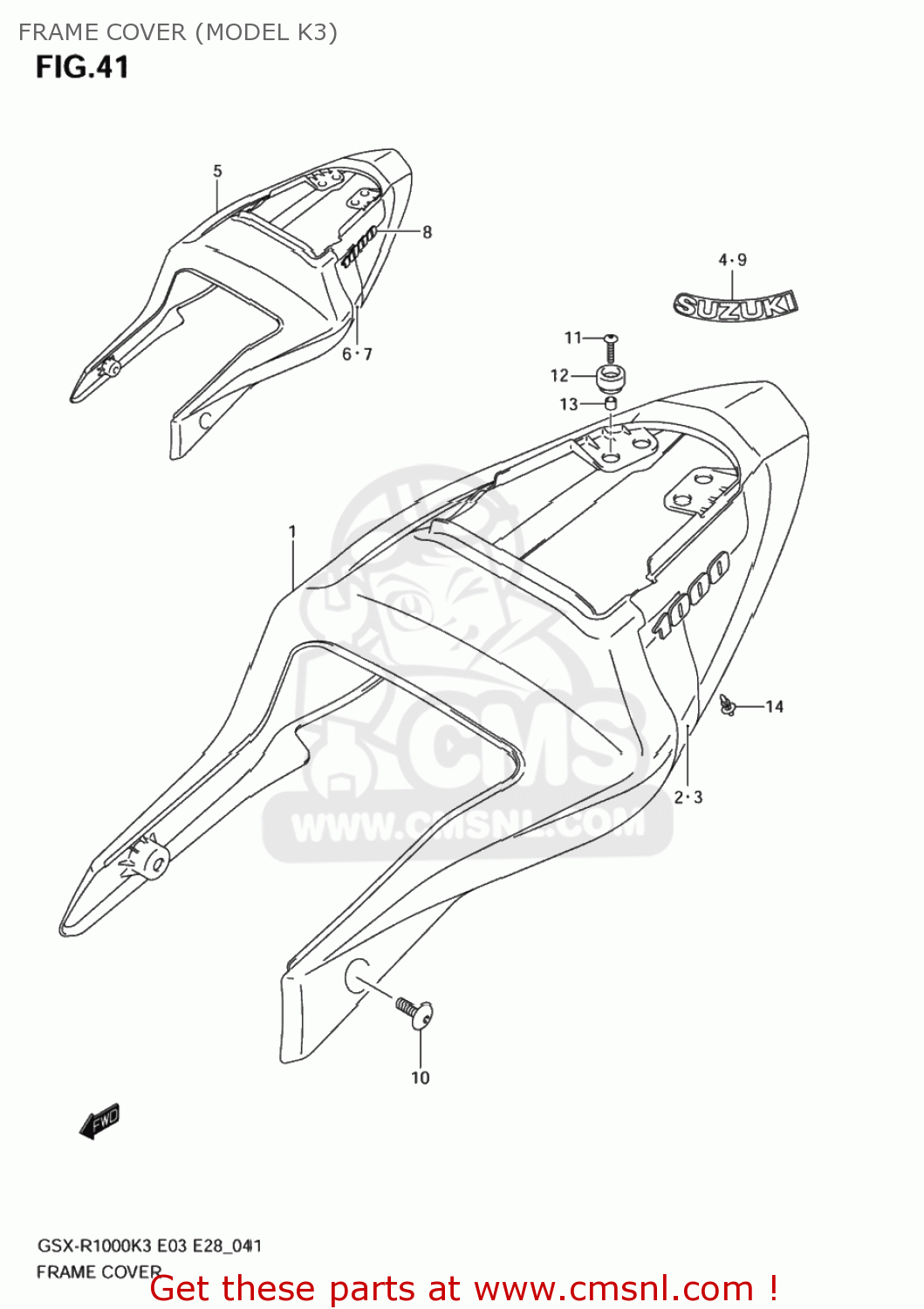 FRAME COVER (MODEL K3) GSXR1000 2003 (K3) USA (E03)