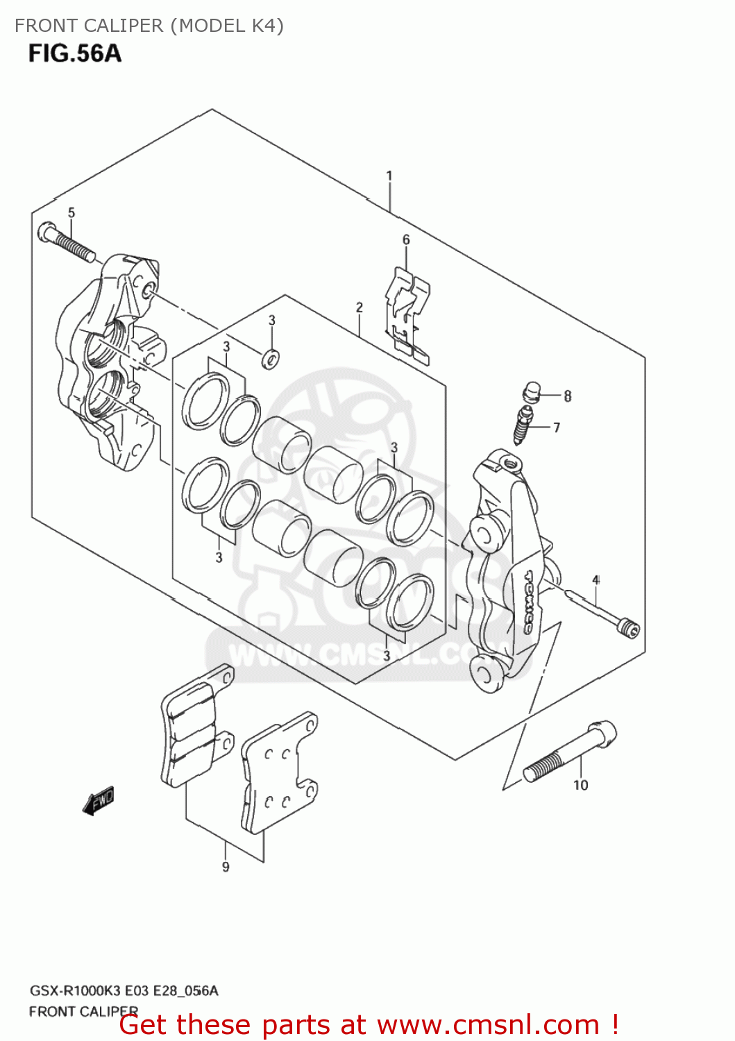 FRONT CALIPER (MODEL K4) GSXR1000 2003 (K3) USA (E03)