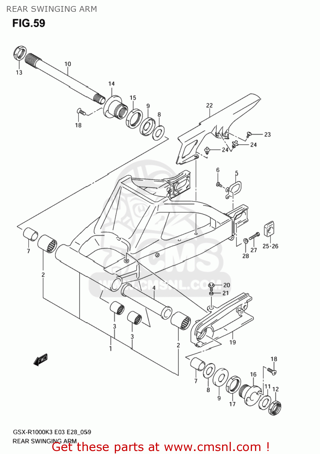 REAR SWINGING ARM GSXR1000 2003 (K3) USA (E03)