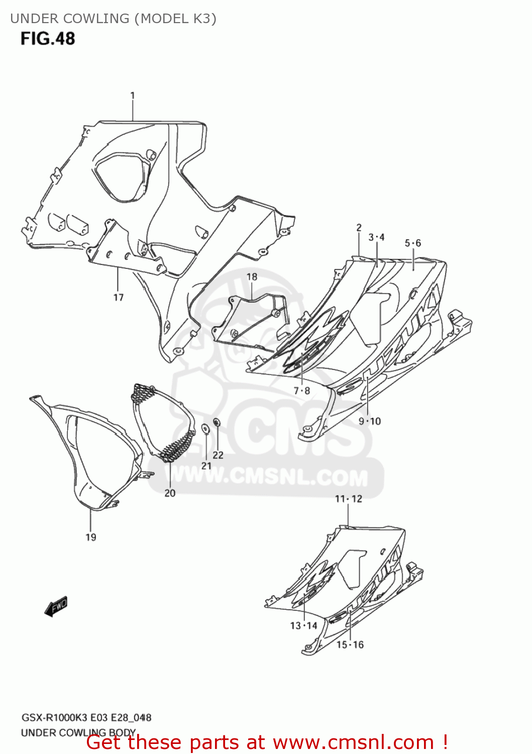 UNDER COWLING (MODEL K3) GSXR1000 2003 (K3) USA (E03)