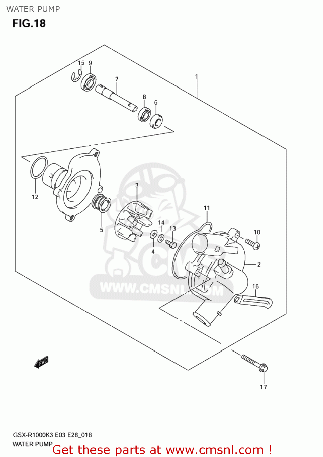 WATER PUMP GSXR1000 2003 (K3) USA (E03)