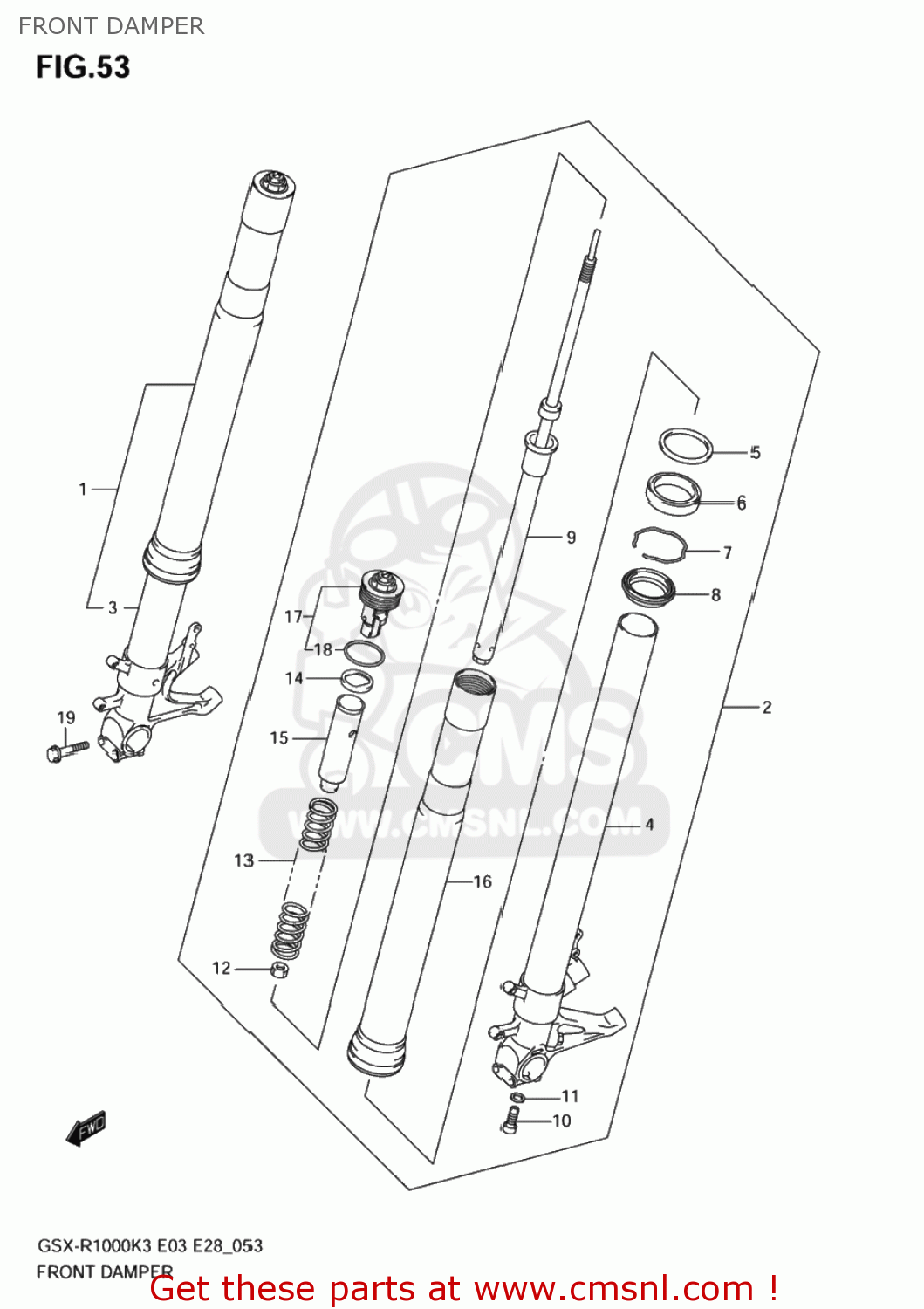 Suzuki GSXR1000 2004 (K4) USA (E03) FRONT DAMPER - buy original FRONT ...