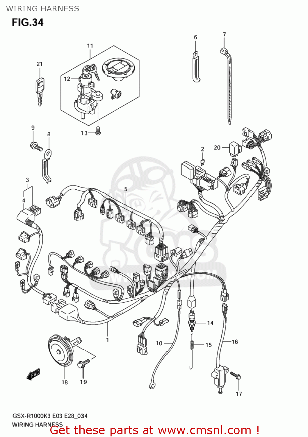 GSX-R1000 パーツリスト 社外  バイク 部品 配線図有り 年代別配線図有り 2001〜2004 スズキ SUZUKI CLYMER:22290008