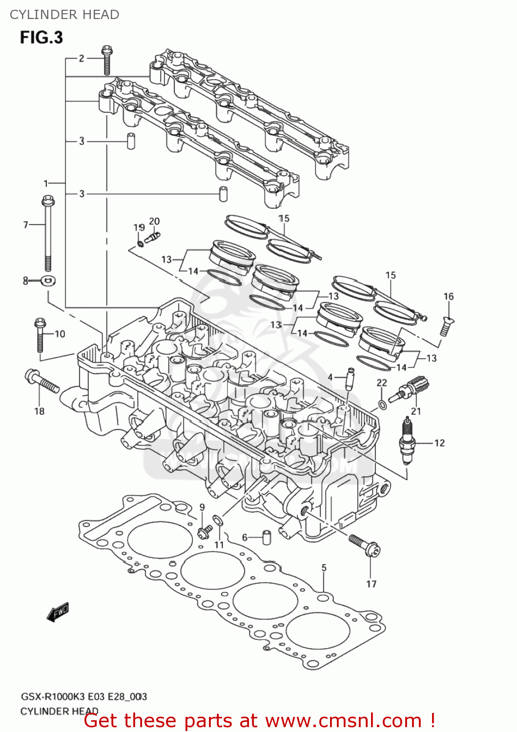 CYLINDER HEAD GSXR1000 2004 (K4) USA (E03)