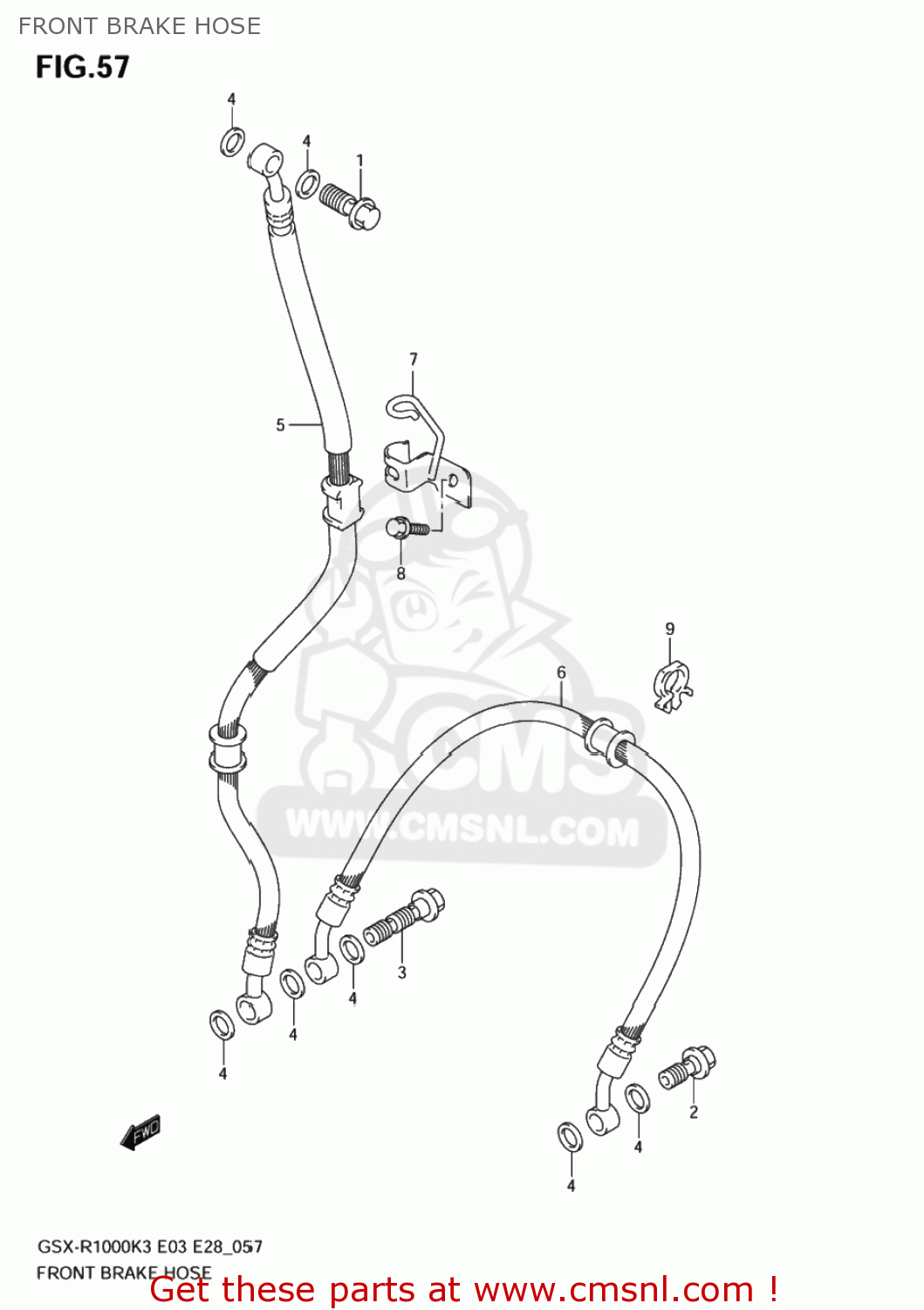 FRONT BRAKE HOSE GSXR1000 2004 (K4) USA (E03)