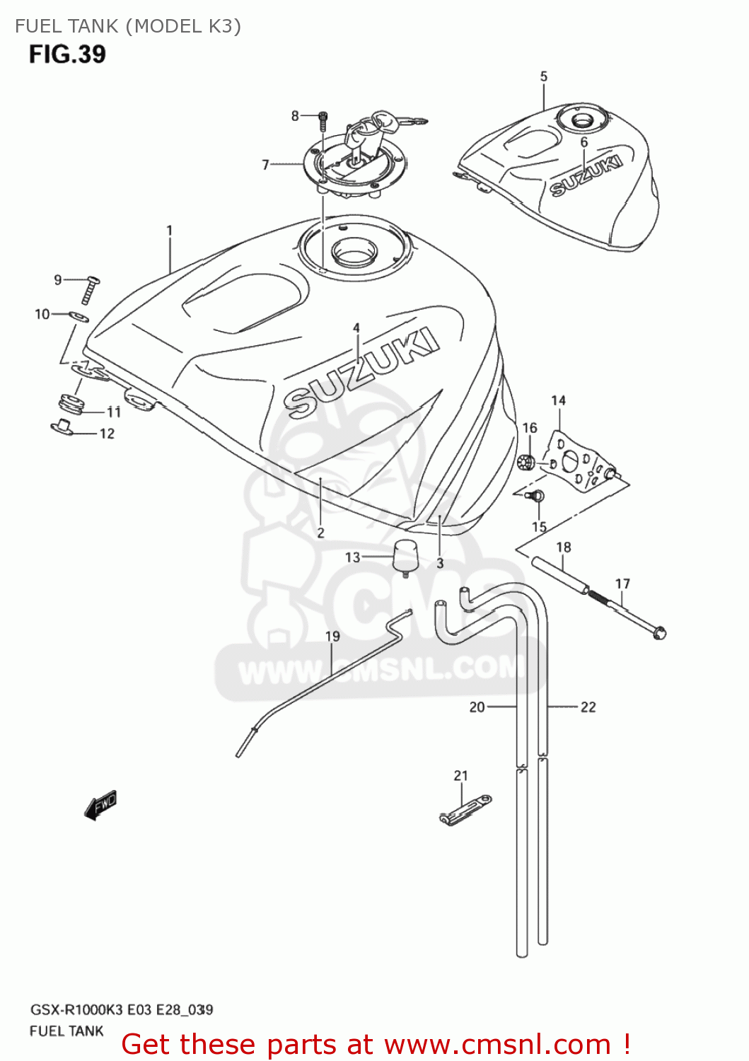 FUEL TANK (MODEL K3) GSXR1000 2004 (K4) USA (E03)