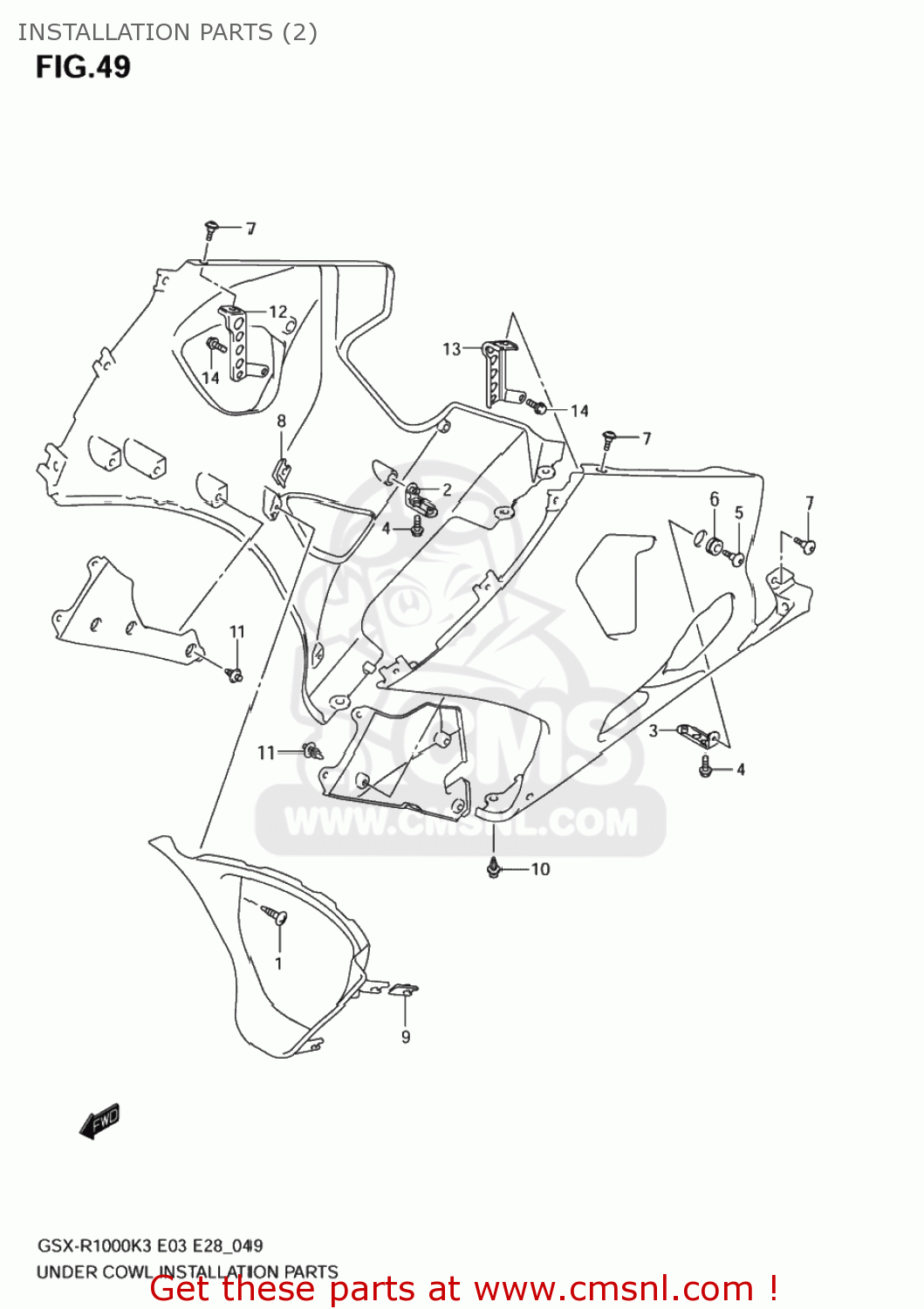 INSTALLATION PARTS (2) GSXR1000 2004 (K4) USA (E03)