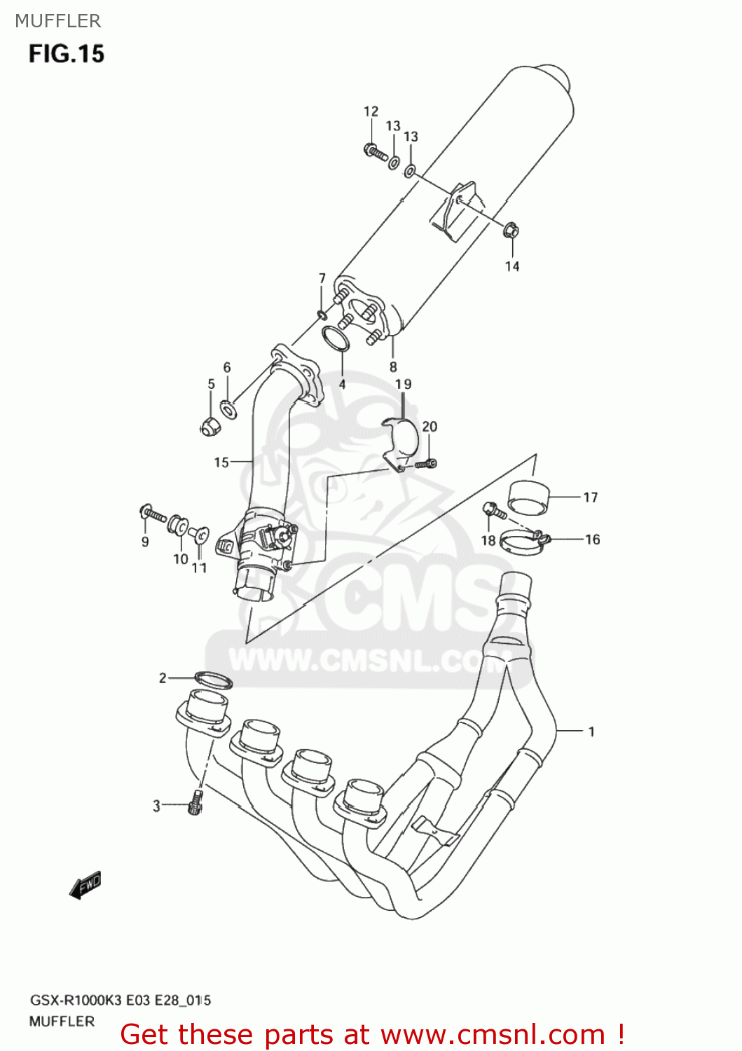 MUFFLER GSXR1000 2004 (K4) USA (E03)