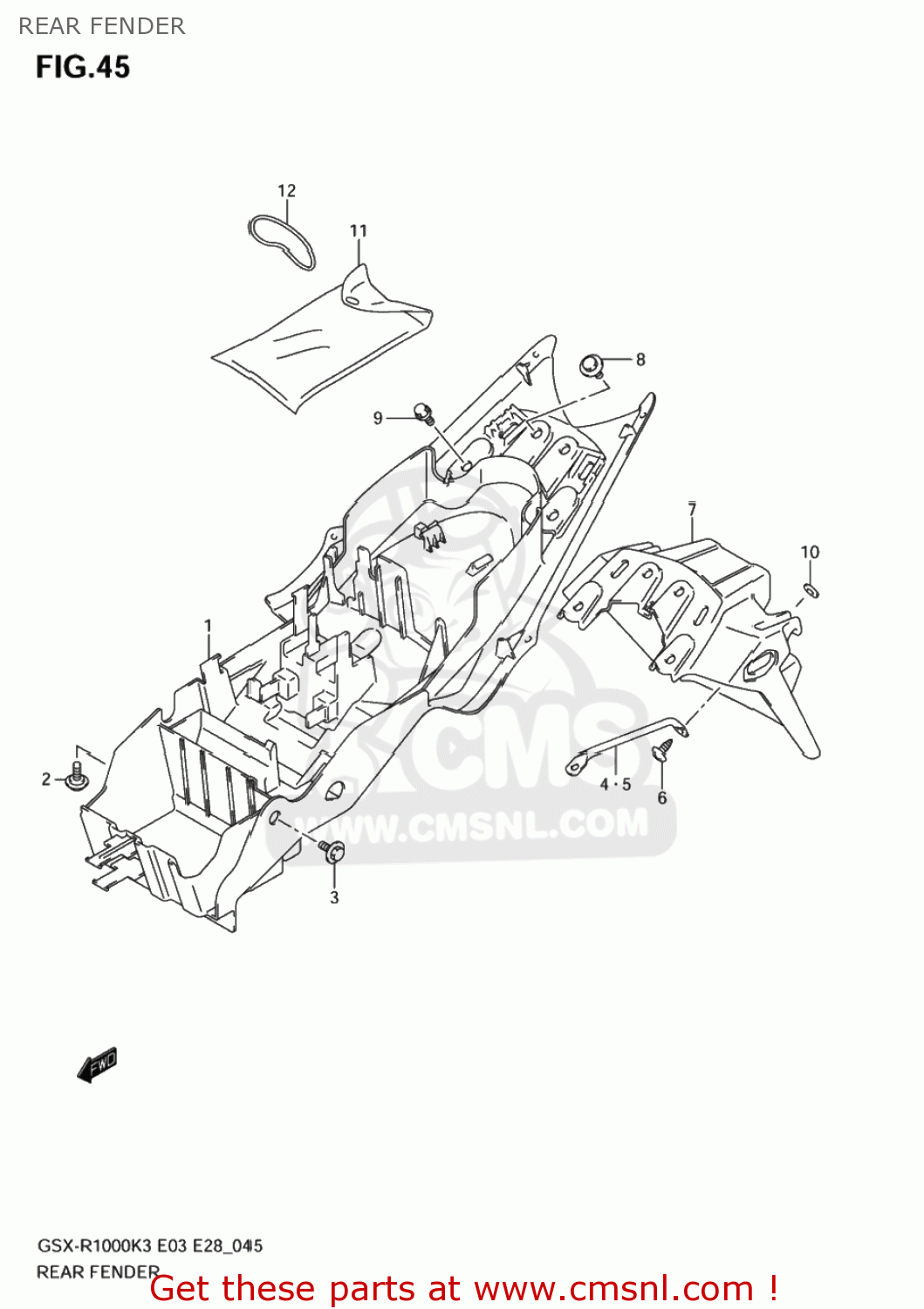 REAR FENDER GSXR1000 2004 (K4) USA (E03)