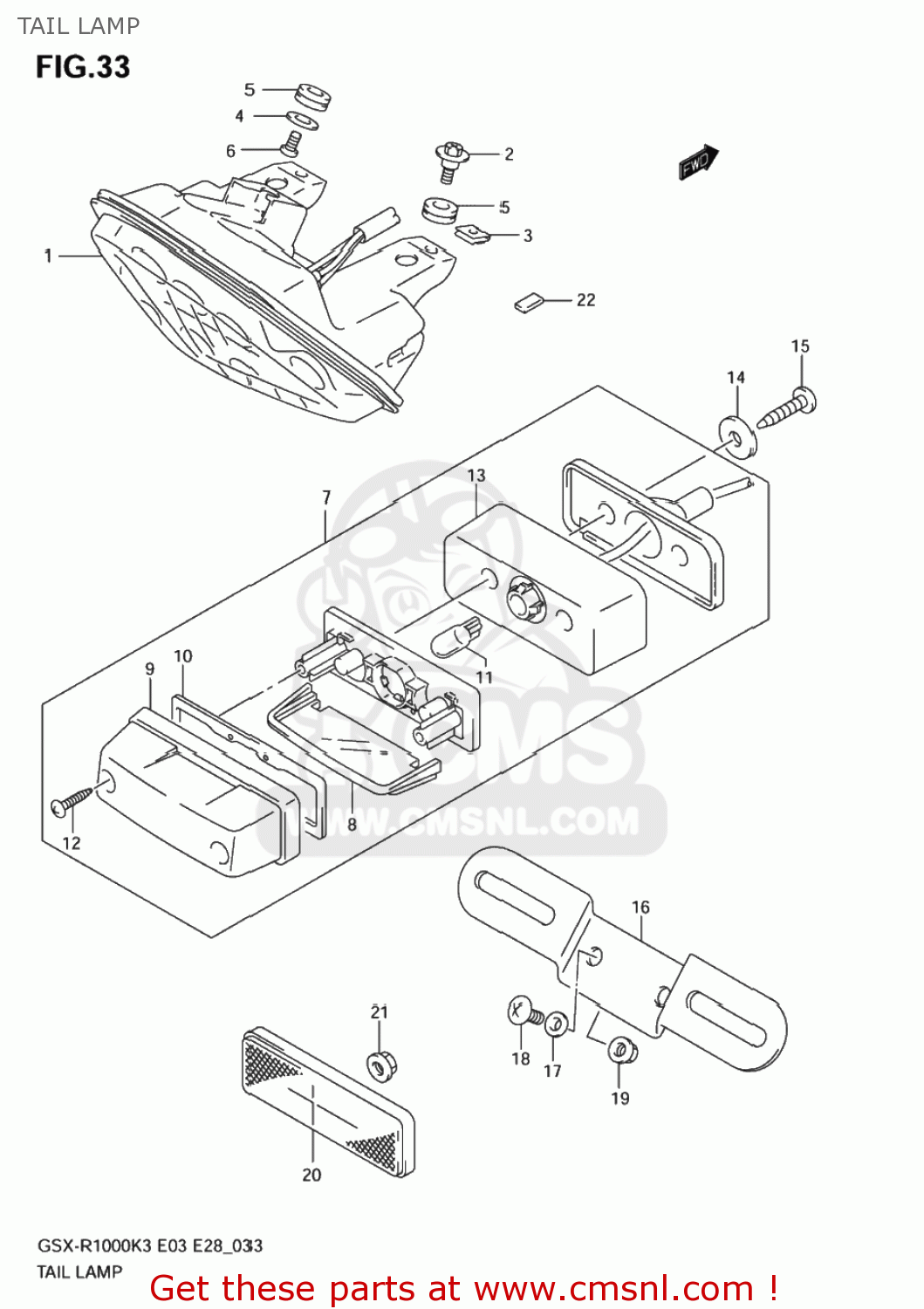 TAIL LAMP GSXR1000 2004 (K4) USA (E03)