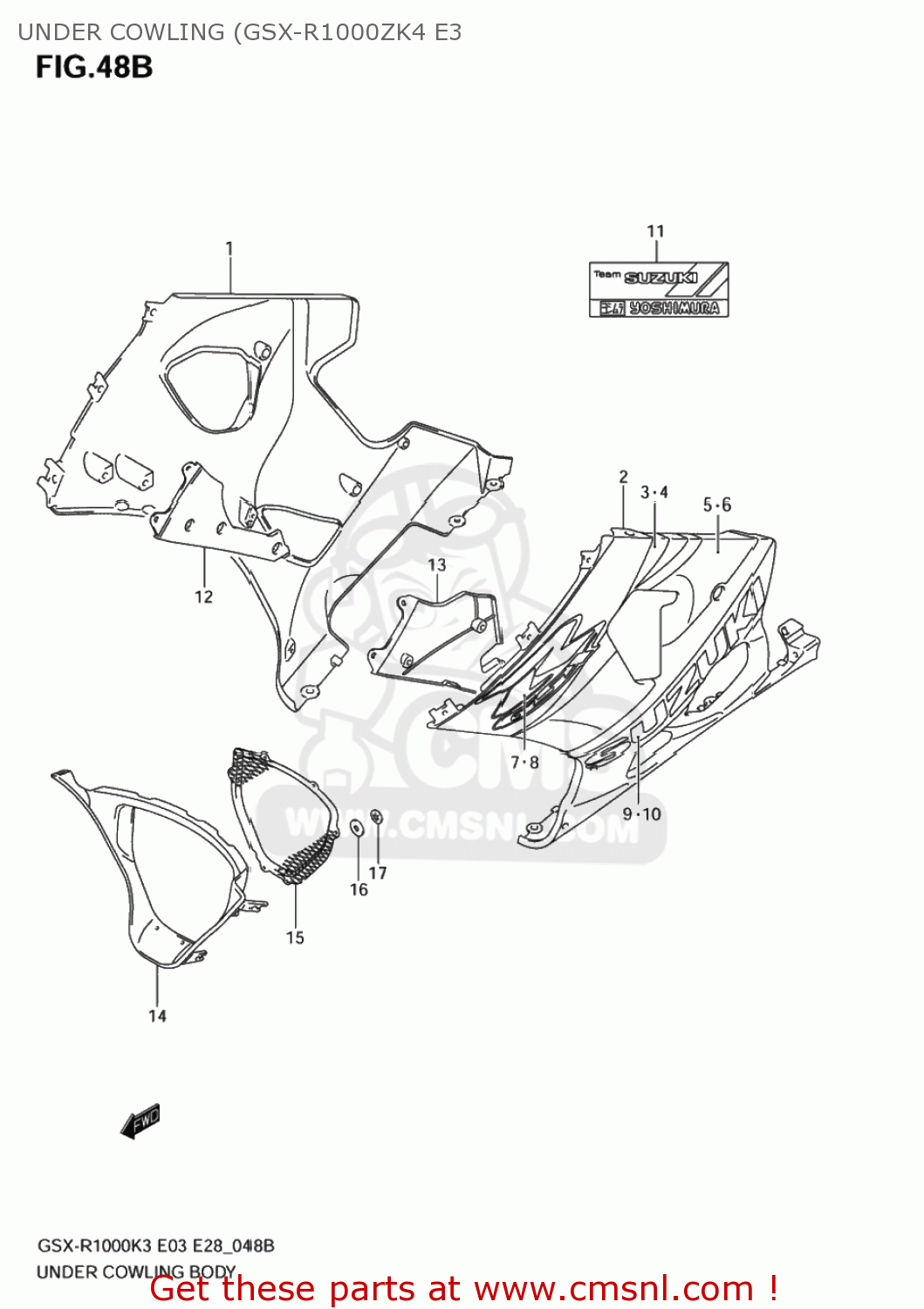 UNDER COWLING (GSX-R1000ZK4 E3 GSXR1000 2004 (K4) USA (E03)