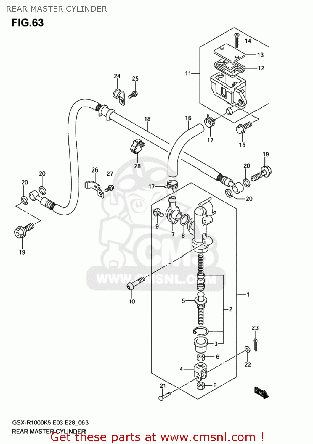 Suzuki GSXR1000 2005 (K5) USA (E03) REAR MASTER CYLINDER - buy original ...