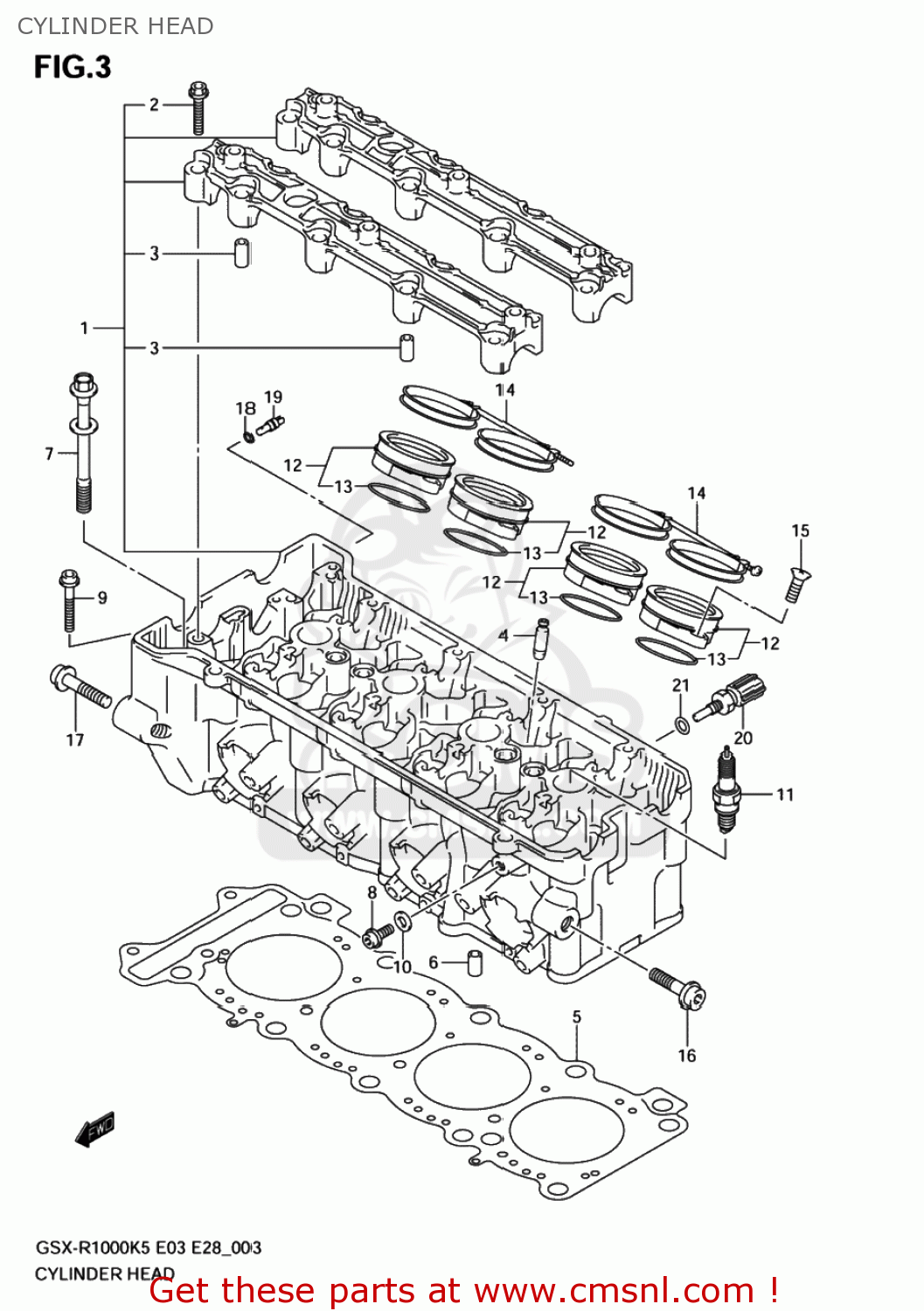 CYLINDER HEAD GSXR1000 2005 (K5) USA (E03)