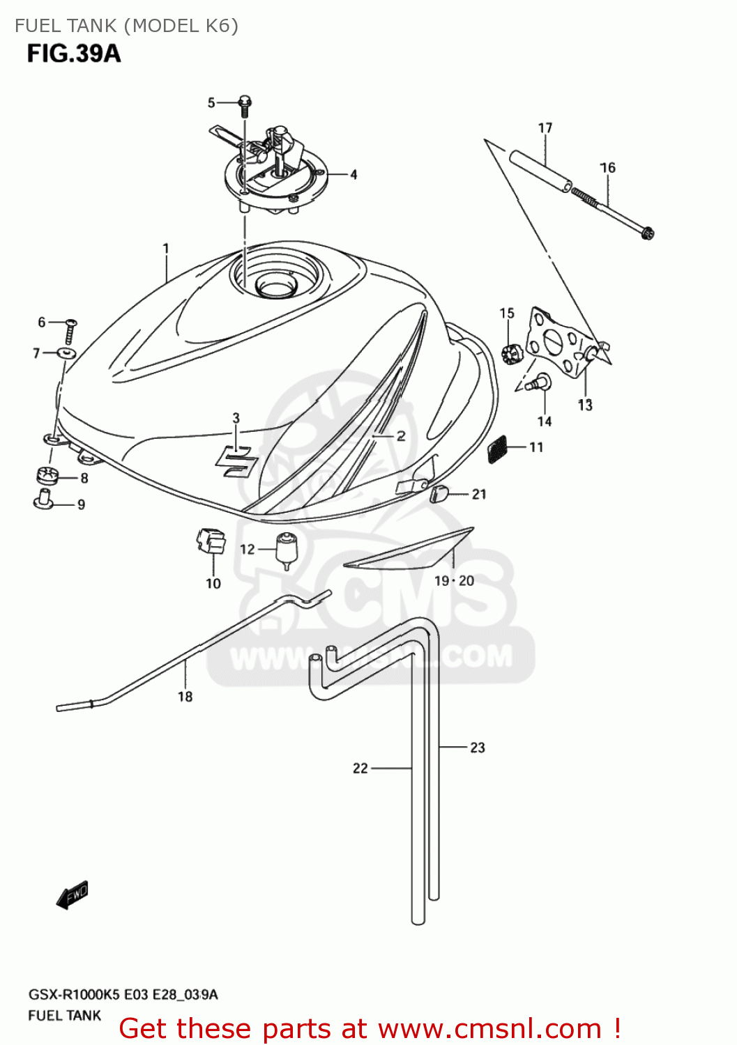 FUEL TANK (MODEL K6) GSXR1000 2005 (K5) USA (E03)