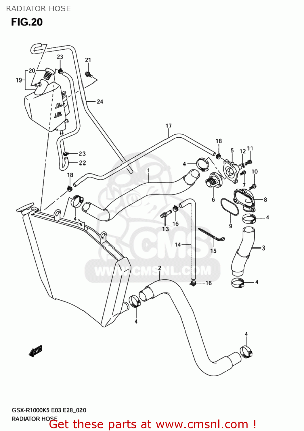 RADIATOR HOSE GSXR1000 2005 (K5) USA (E03)