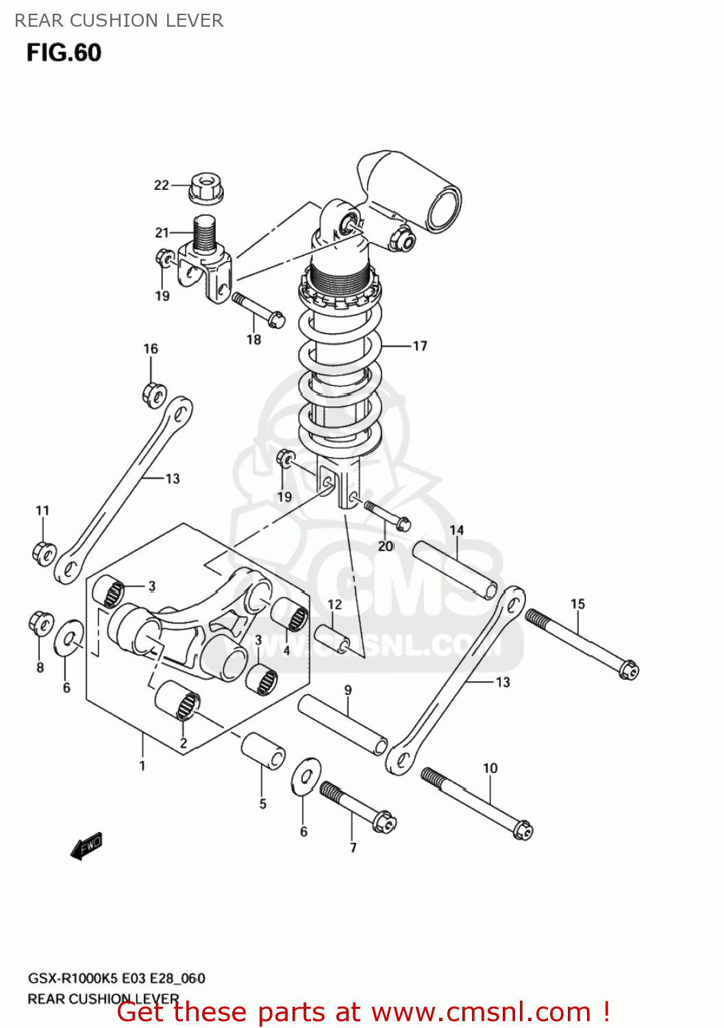REAR CUSHION LEVER GSXR1000 2005 (K5) USA (E03)