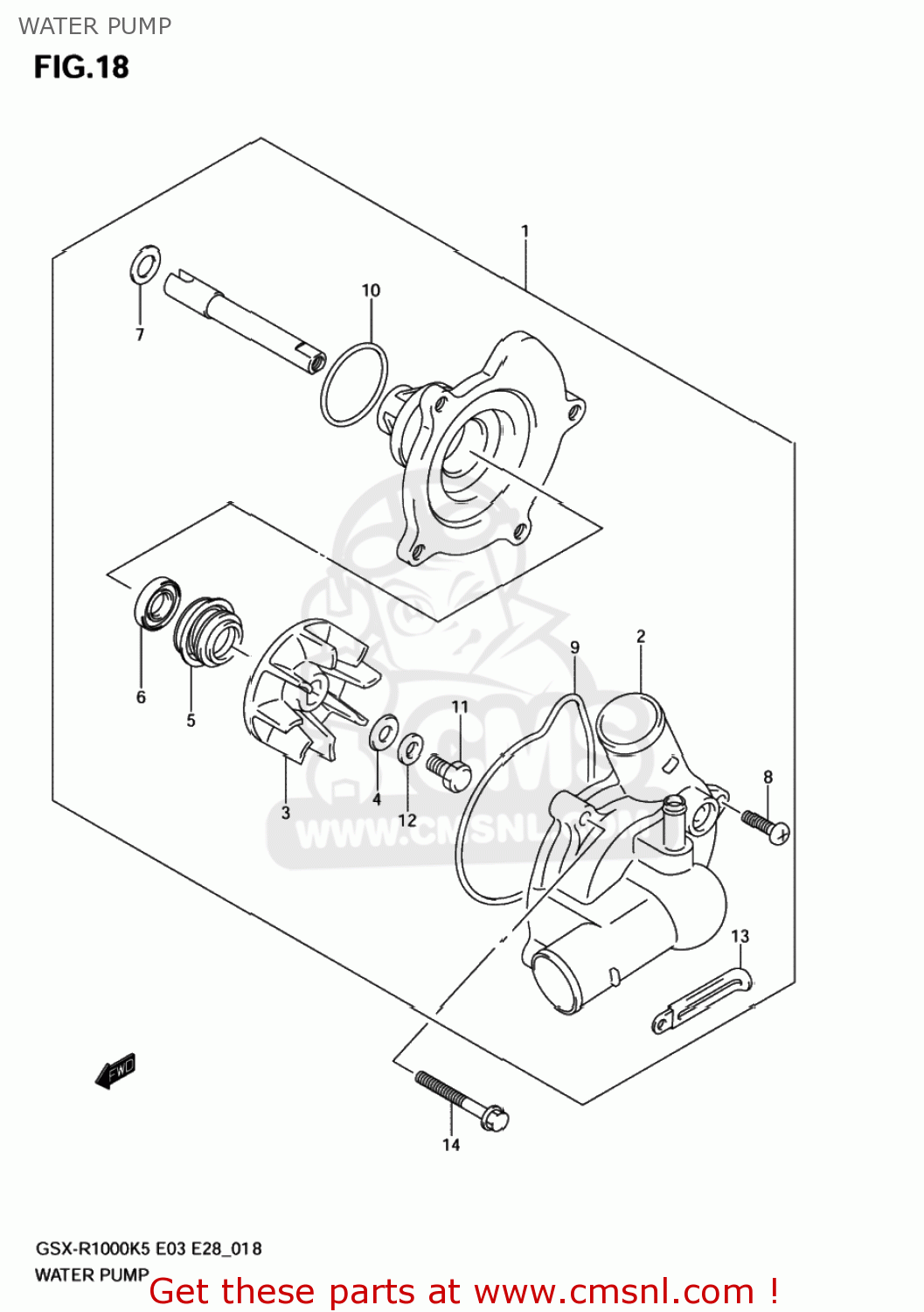 WATER PUMP GSXR1000 2005 (K5) USA (E03)