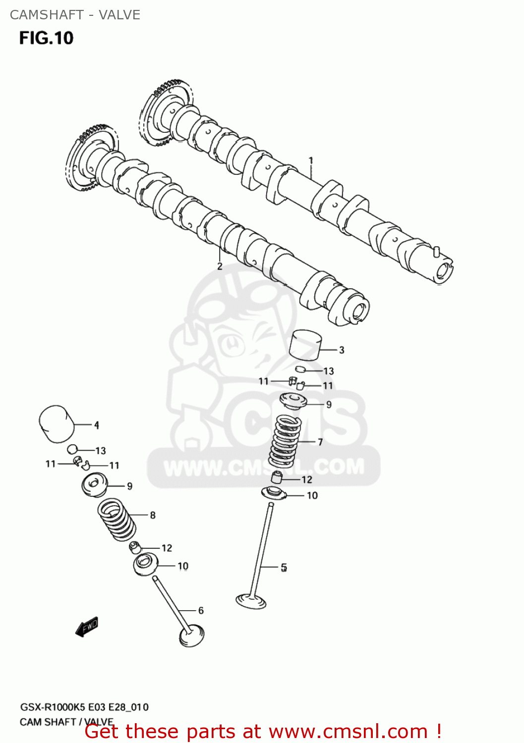 CAMSHAFT - VALVE GSXR1000 2006 (K6) USA (E03)