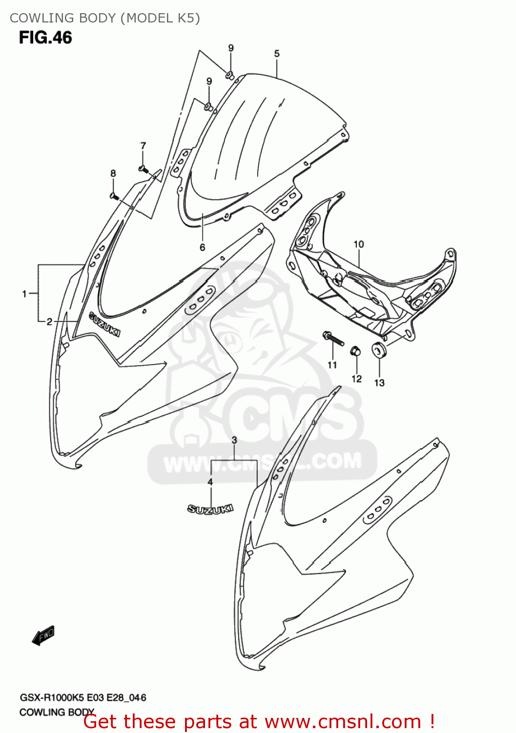 COWLING BODY (MODEL K5) GSXR1000 2006 (K6) USA (E03)