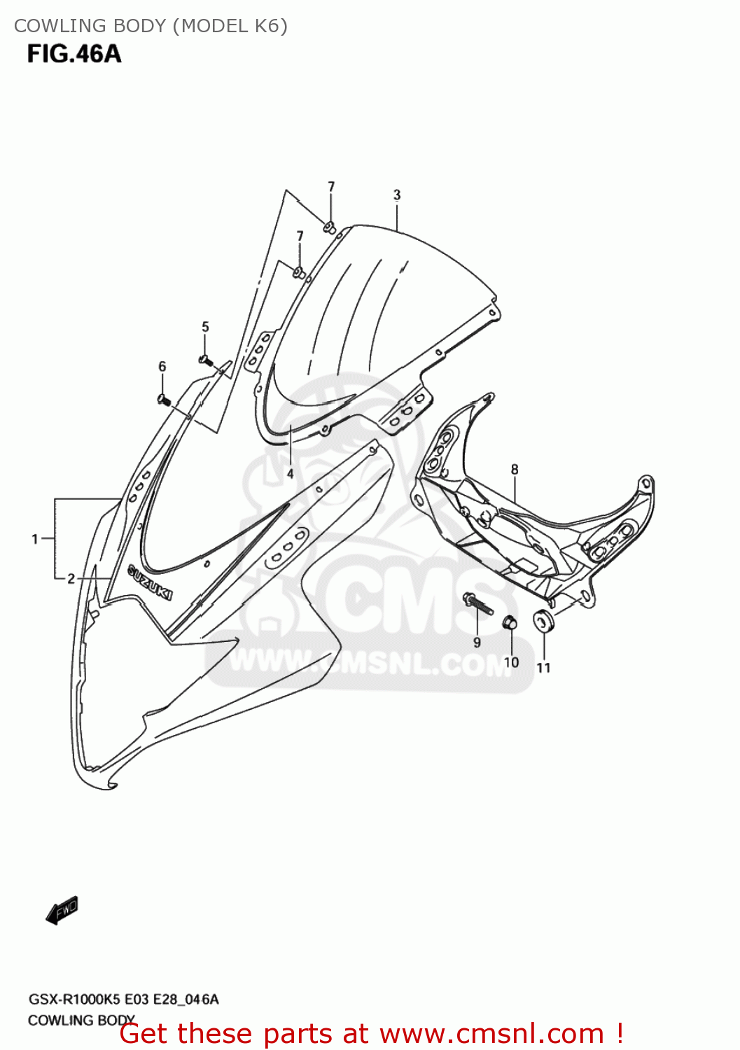 COWLING BODY (MODEL K6) GSXR1000 2006 (K6) USA (E03)