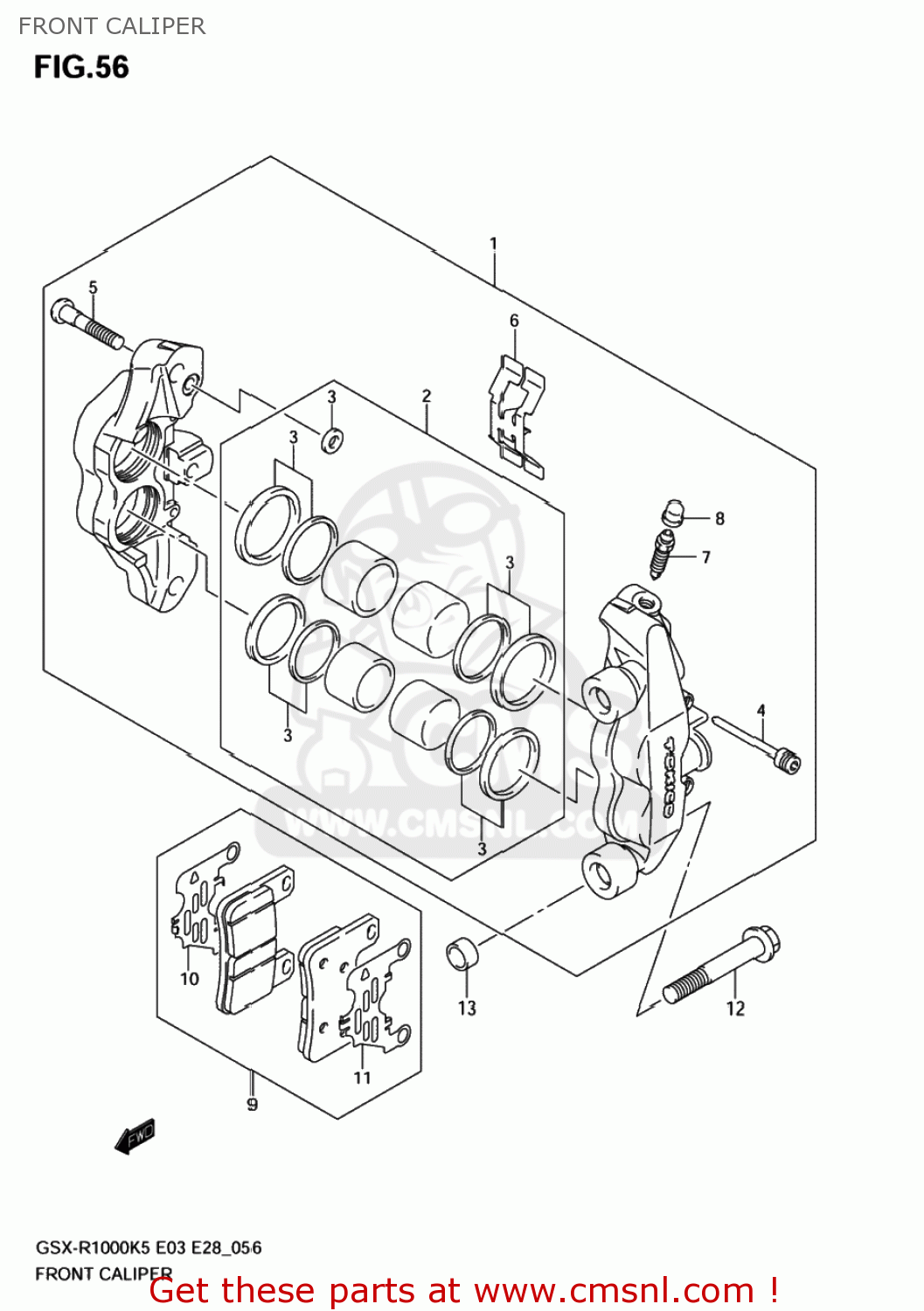FRONT CALIPER GSXR1000 2006 (K6) USA (E03)