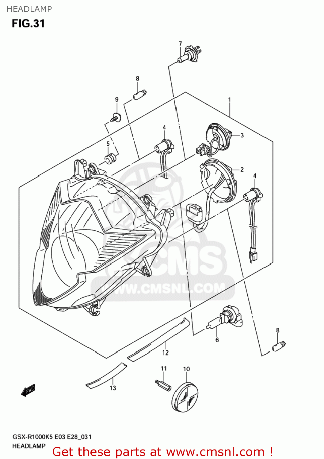 HEADLAMP GSXR1000 2006 (K6) USA (E03)