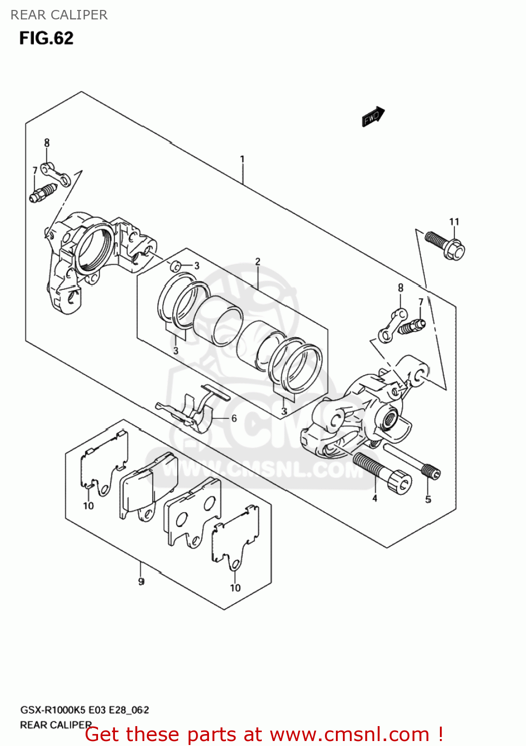 REAR CALIPER GSXR1000 2006 (K6) USA (E03)