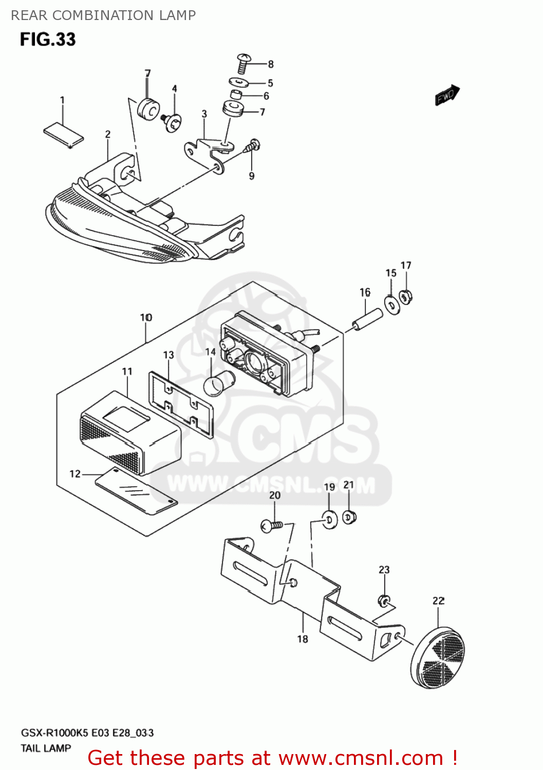 REAR COMBINATION LAMP GSXR1000 2006 (K6) USA (E03)