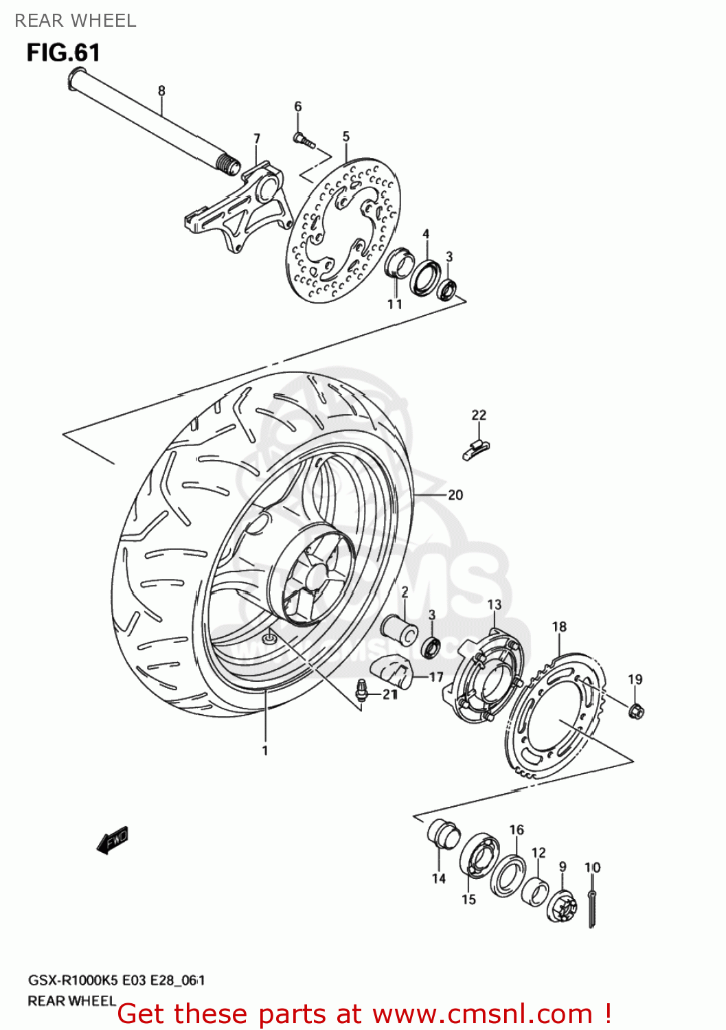 REAR WHEEL GSXR1000 2006 (K6) USA (E03)