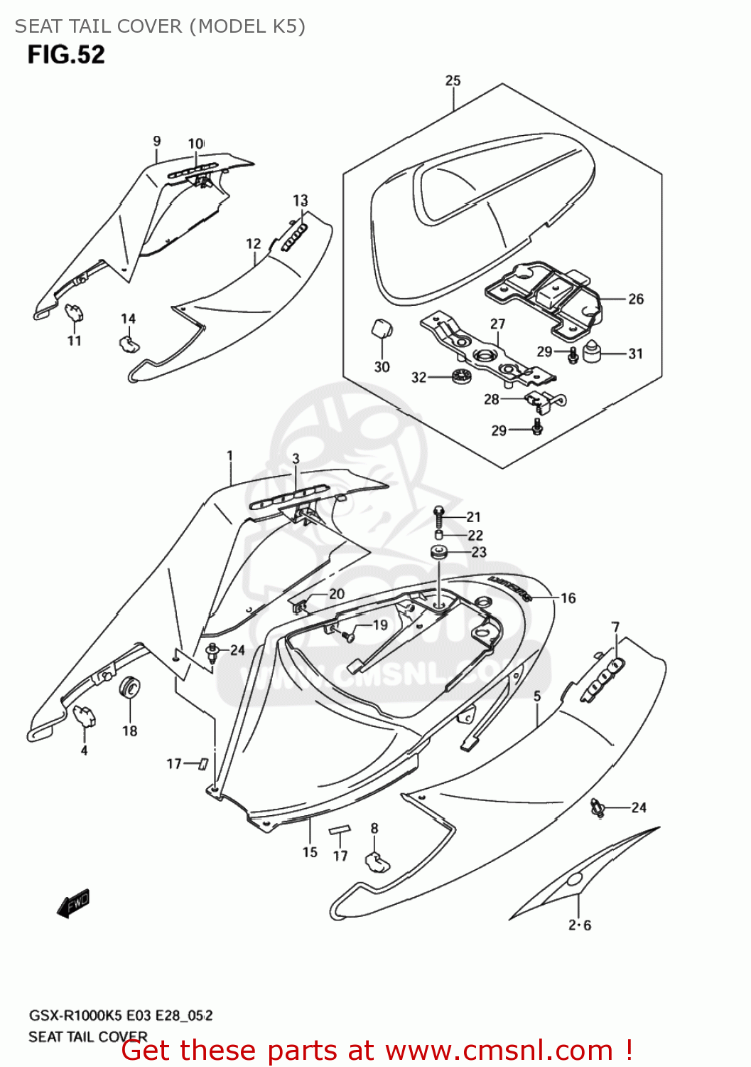 SEAT TAIL COVER (MODEL K5) GSXR1000 2006 (K6) USA (E03)