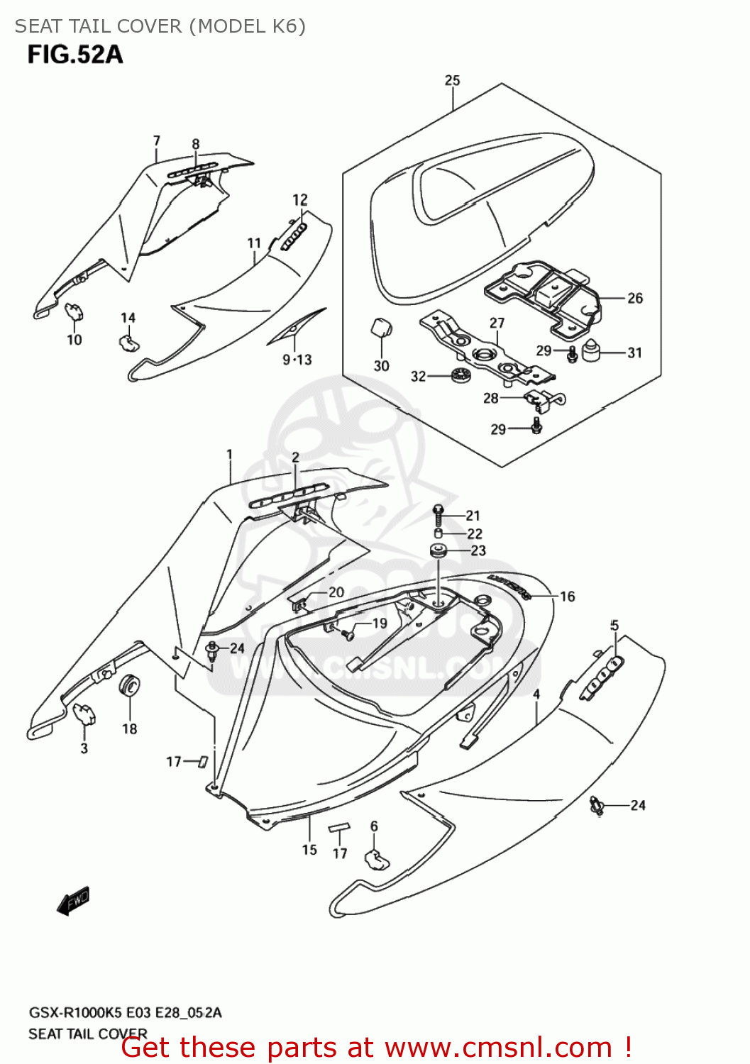 SEAT TAIL COVER (MODEL K6) GSXR1000 2006 (K6) USA (E03)