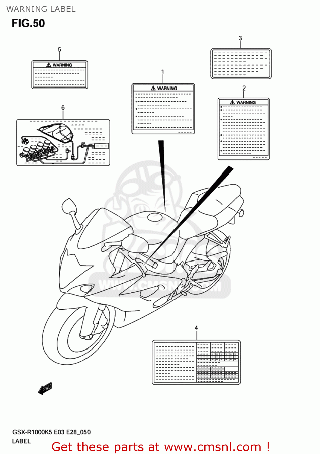 WARNING LABEL GSXR1000 2006 (K6) USA (E03)