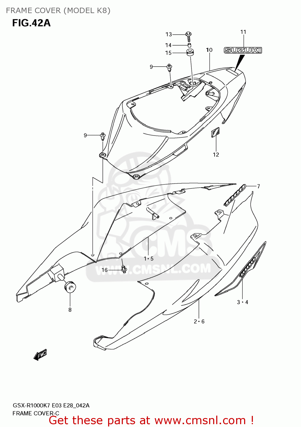 Suzuki GSXR1000 2007 (K7) USA (E03) FRAME COVER (MODEL K8) - buy ...