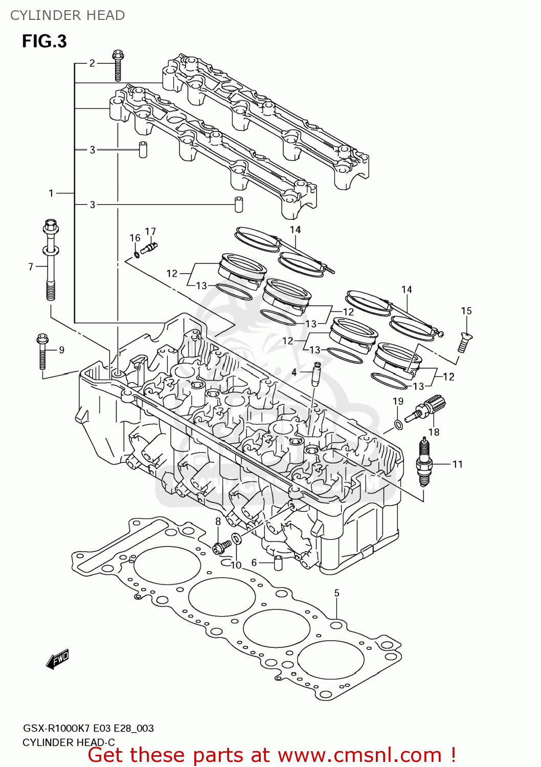 CYLINDER HEAD GSXR1000 2007 (K7) USA (E03)