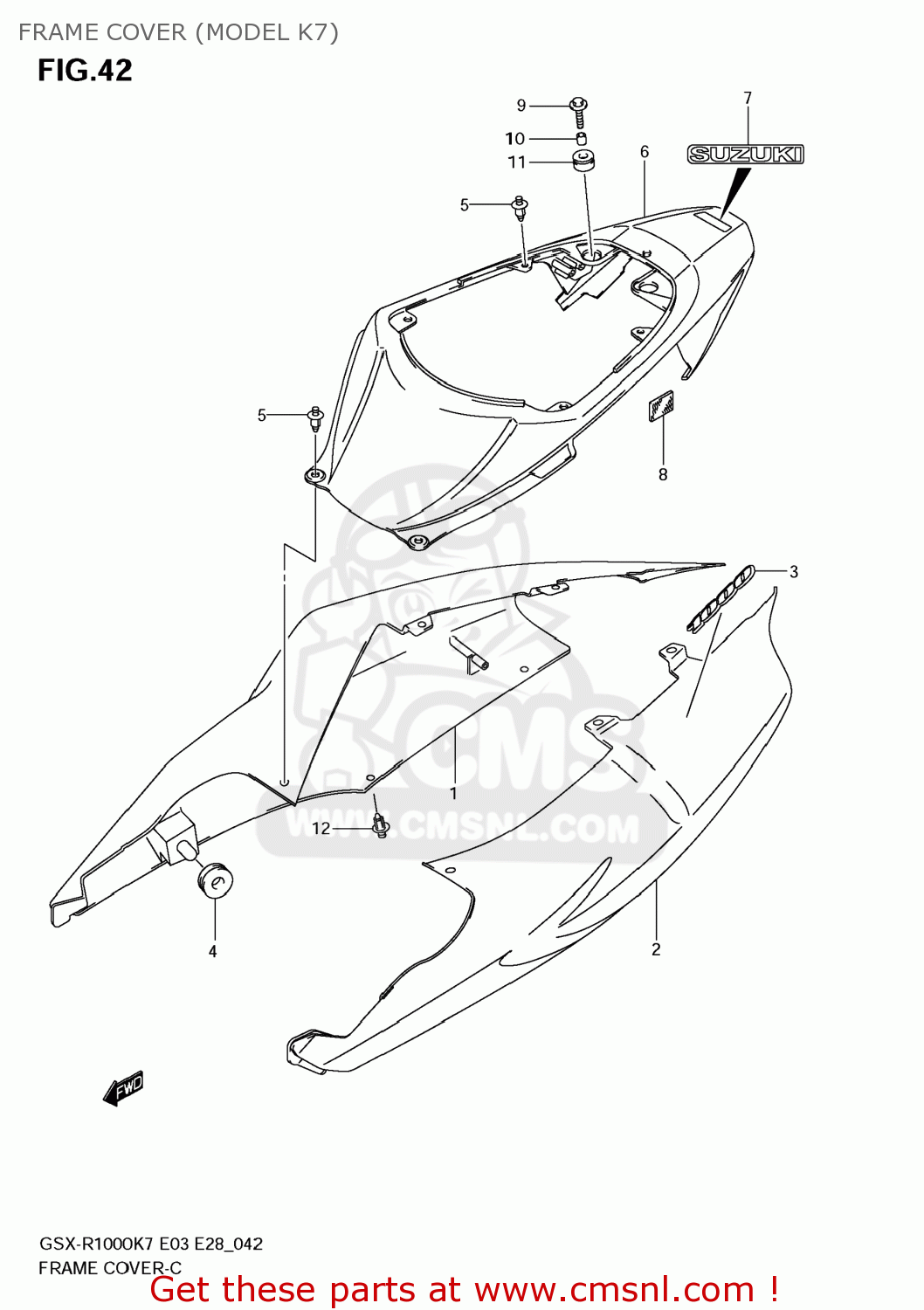 FRAME COVER (MODEL K7) GSXR1000 2007 (K7) USA (E03)