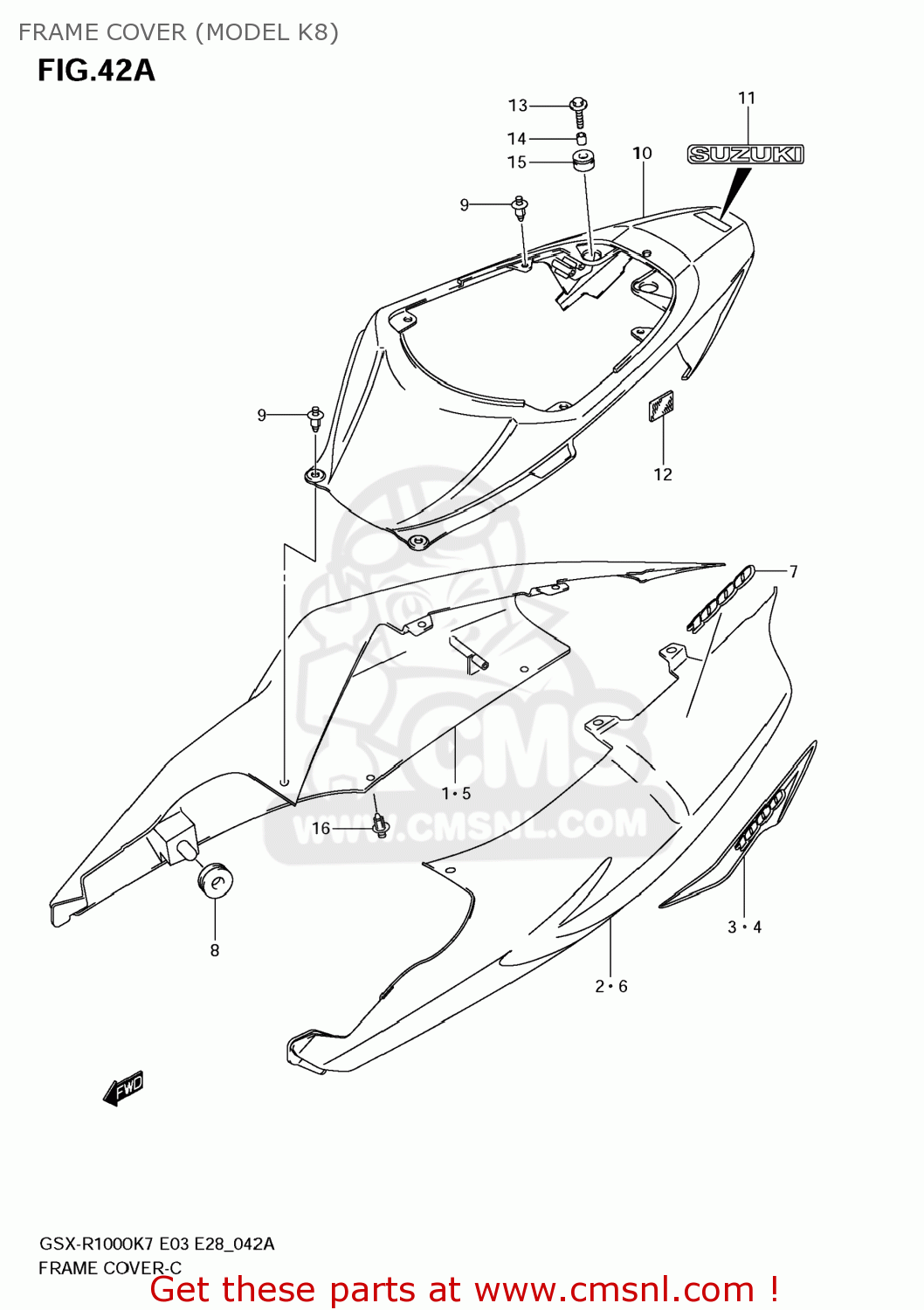 FRAME COVER (MODEL K8) GSXR1000 2007 (K7) USA (E03)