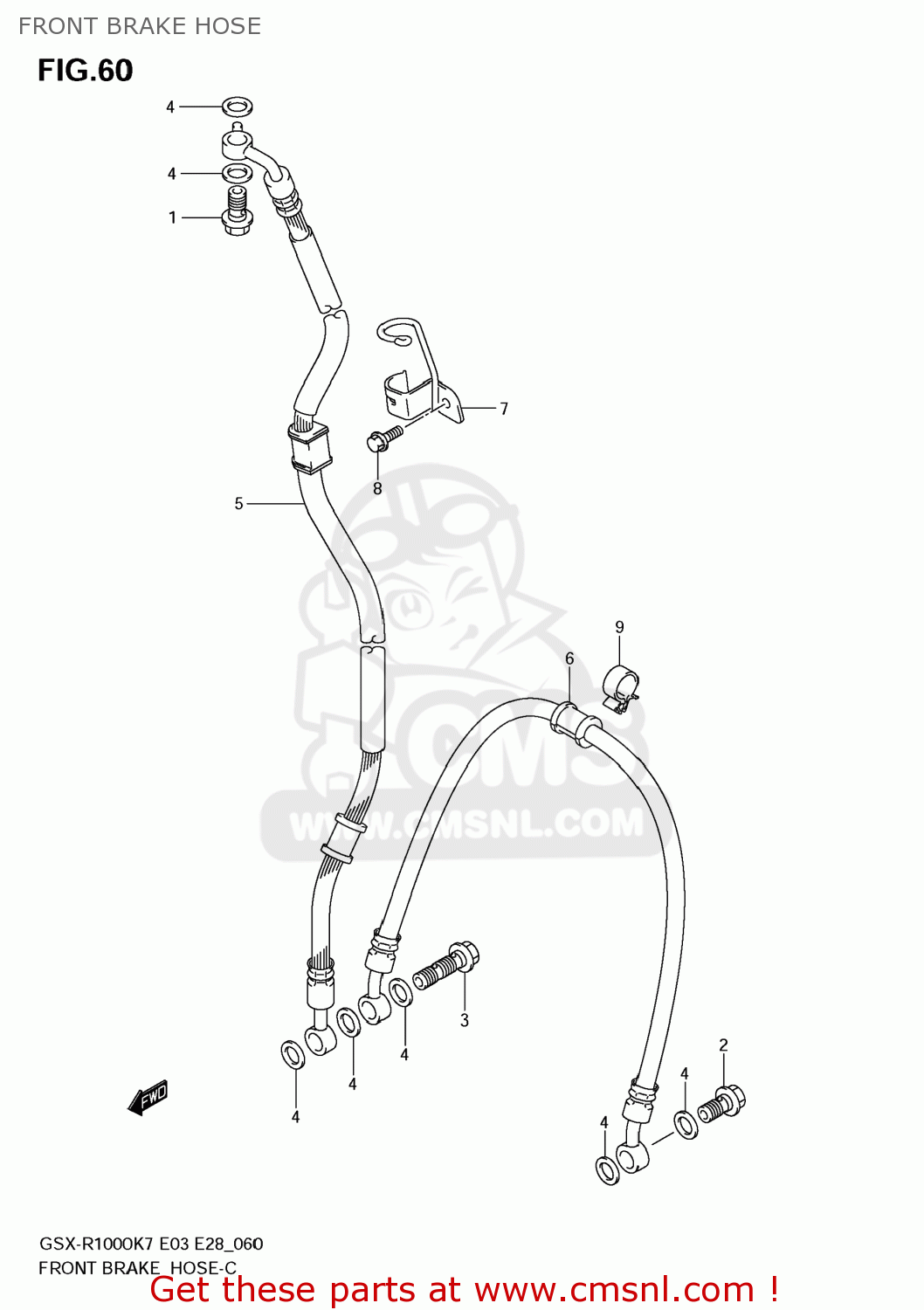 FRONT BRAKE HOSE GSXR1000 2007 (K7) USA (E03)