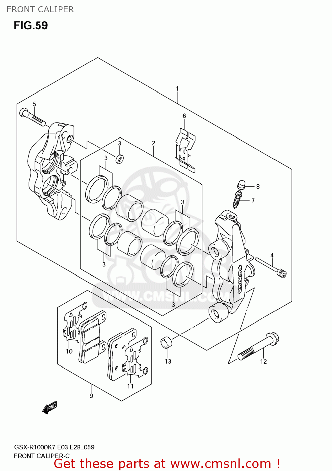 FRONT CALIPER GSXR1000 2007 (K7) USA (E03)