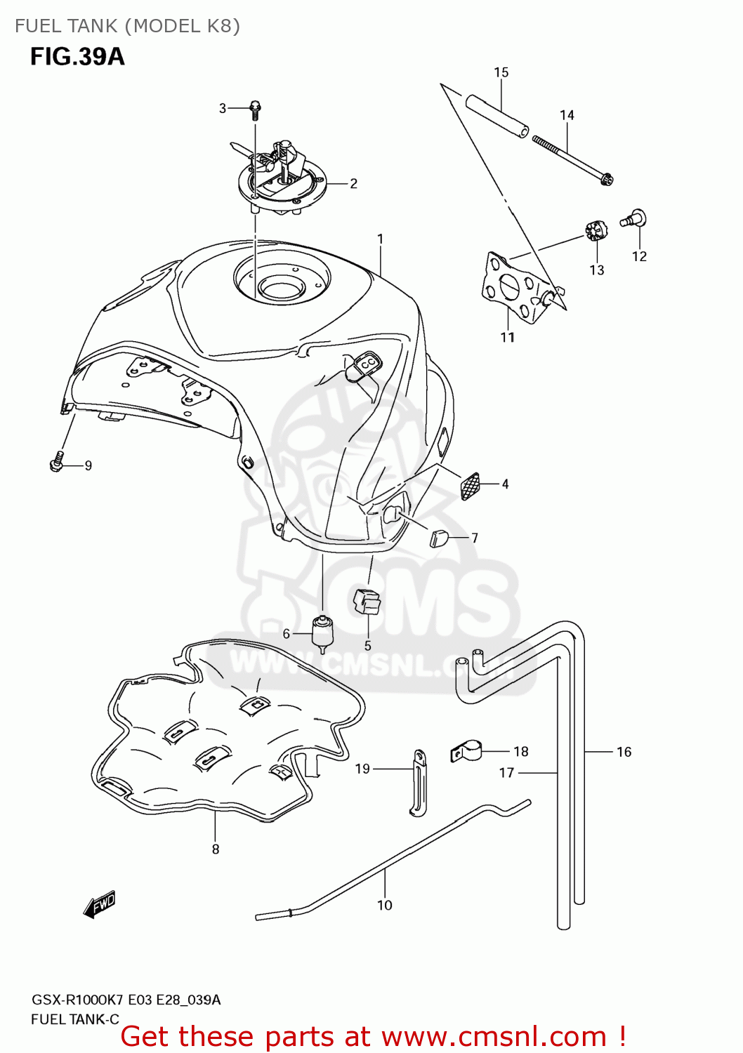 FUEL TANK (MODEL K8) GSXR1000 2007 (K7) USA (E03)