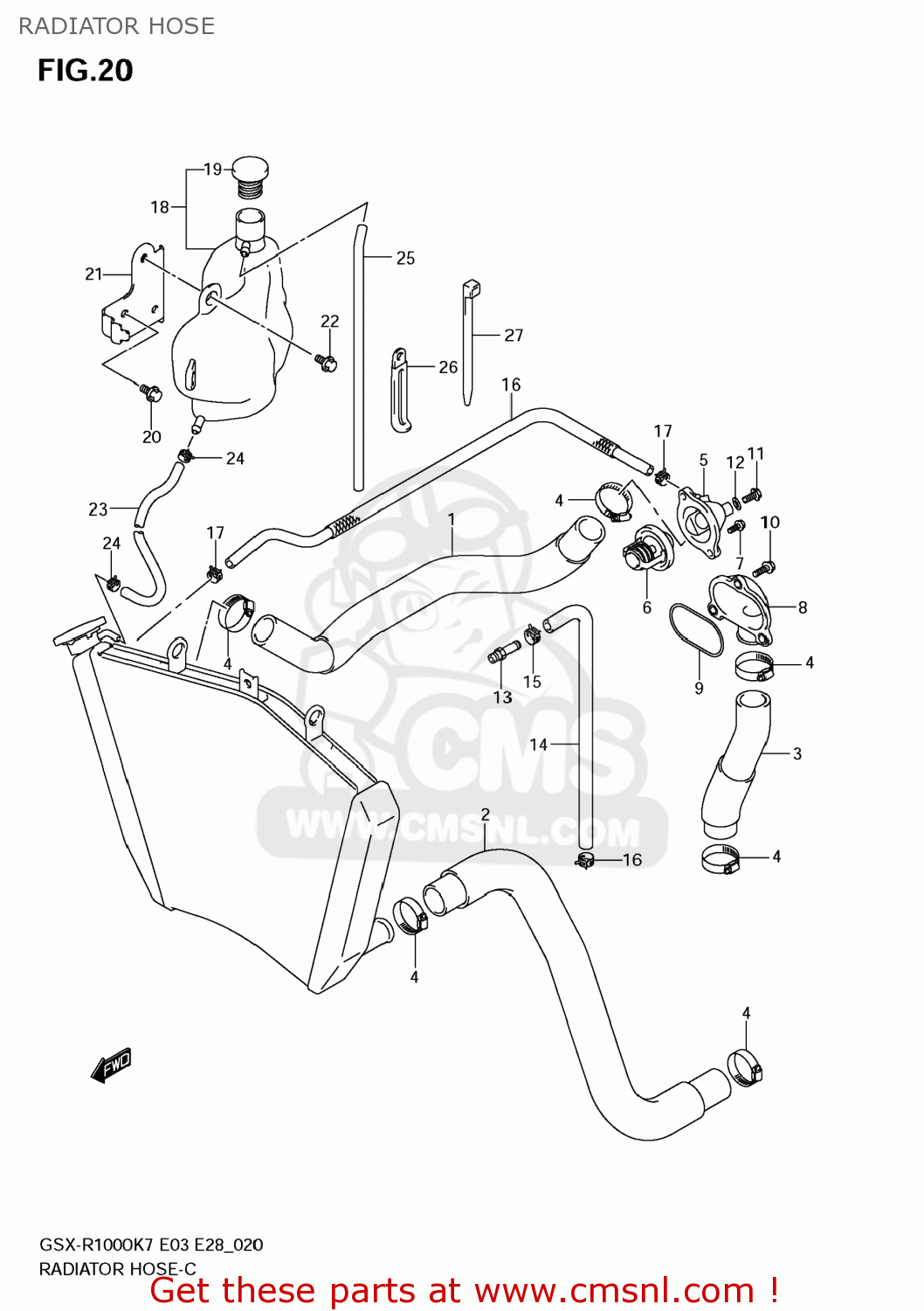 RADIATOR HOSE GSXR1000 2007 (K7) USA (E03)