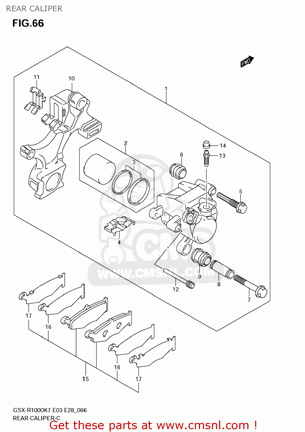 REAR CALIPER GSXR1000 2007 (K7) USA (E03)