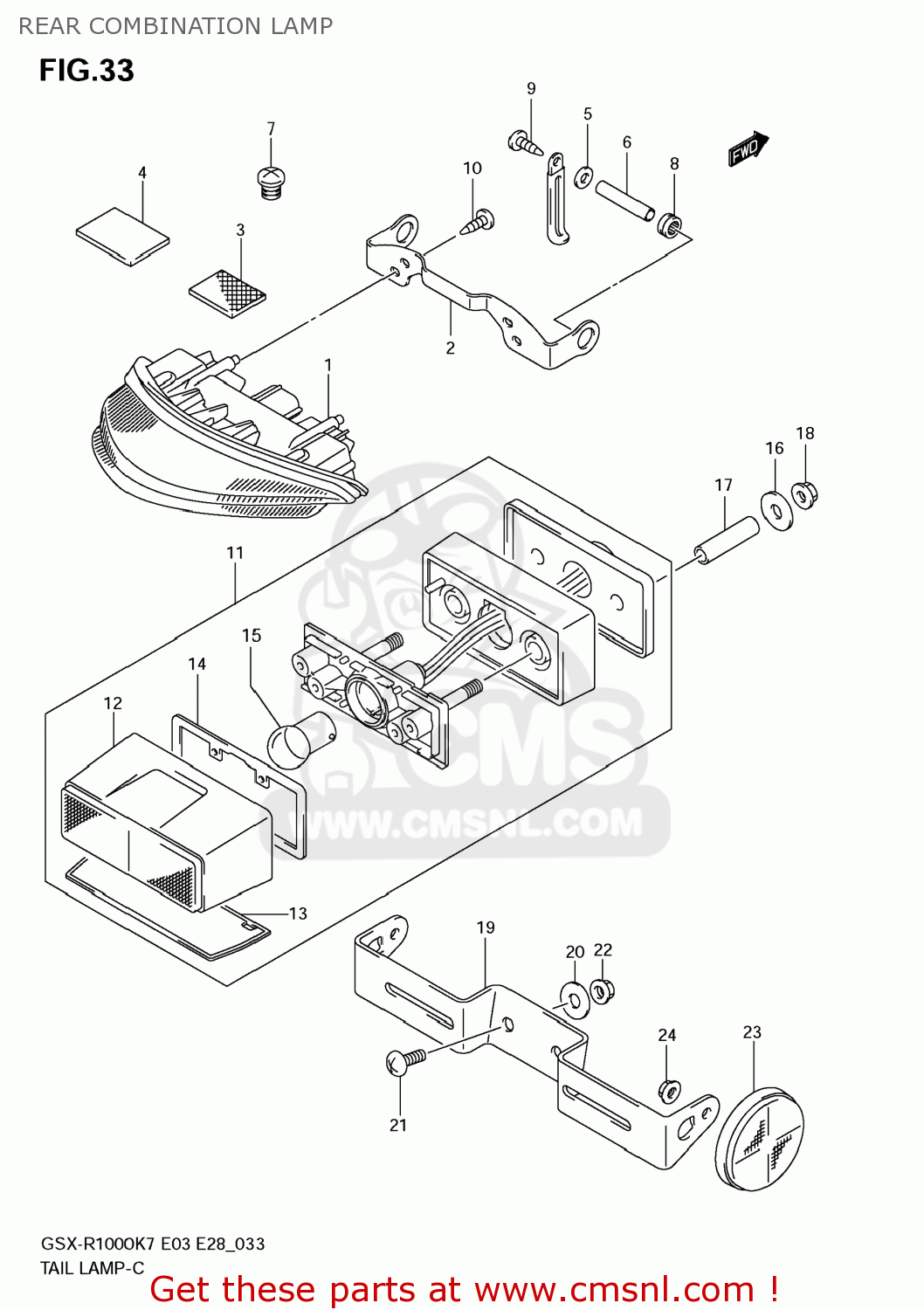 REAR COMBINATION LAMP GSXR1000 2007 (K7) USA (E03)