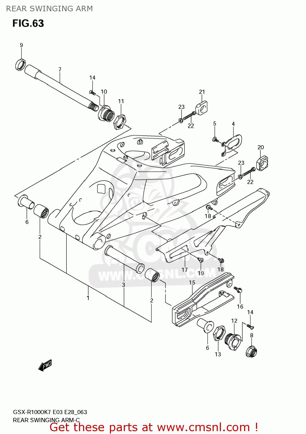 REAR SWINGING ARM GSXR1000 2007 (K7) USA (E03)