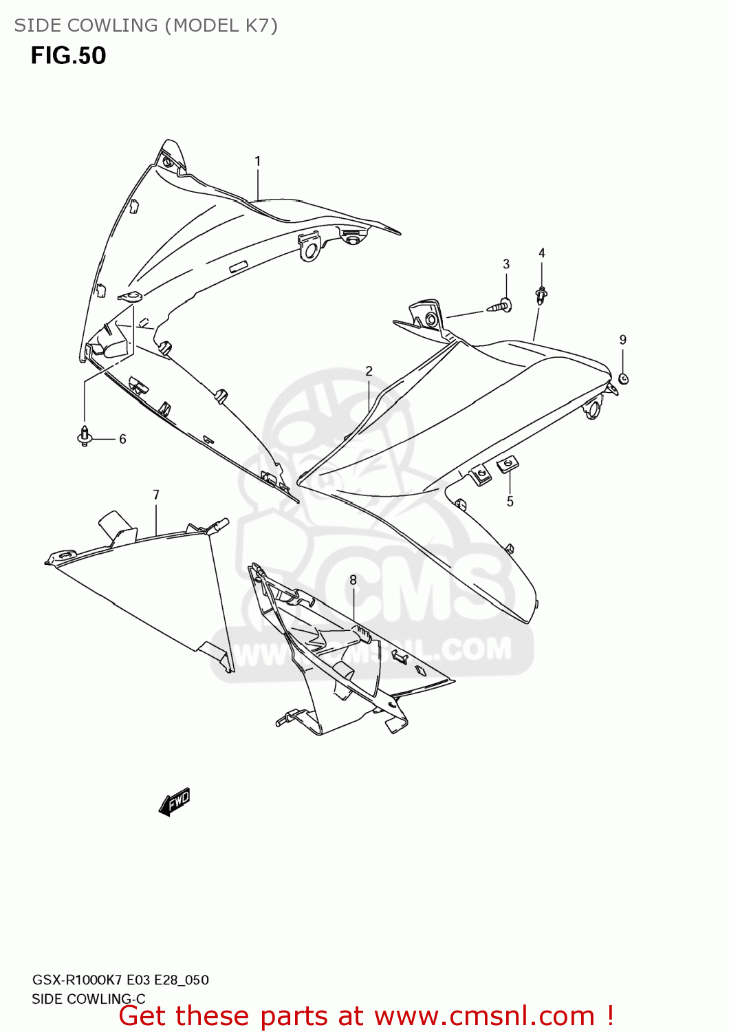 SIDE COWLING (MODEL K7) GSXR1000 2007 (K7) USA (E03)