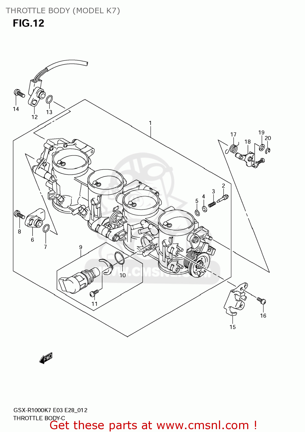 THROTTLE BODY (MODEL K7) GSXR1000 2007 (K7) USA (E03)