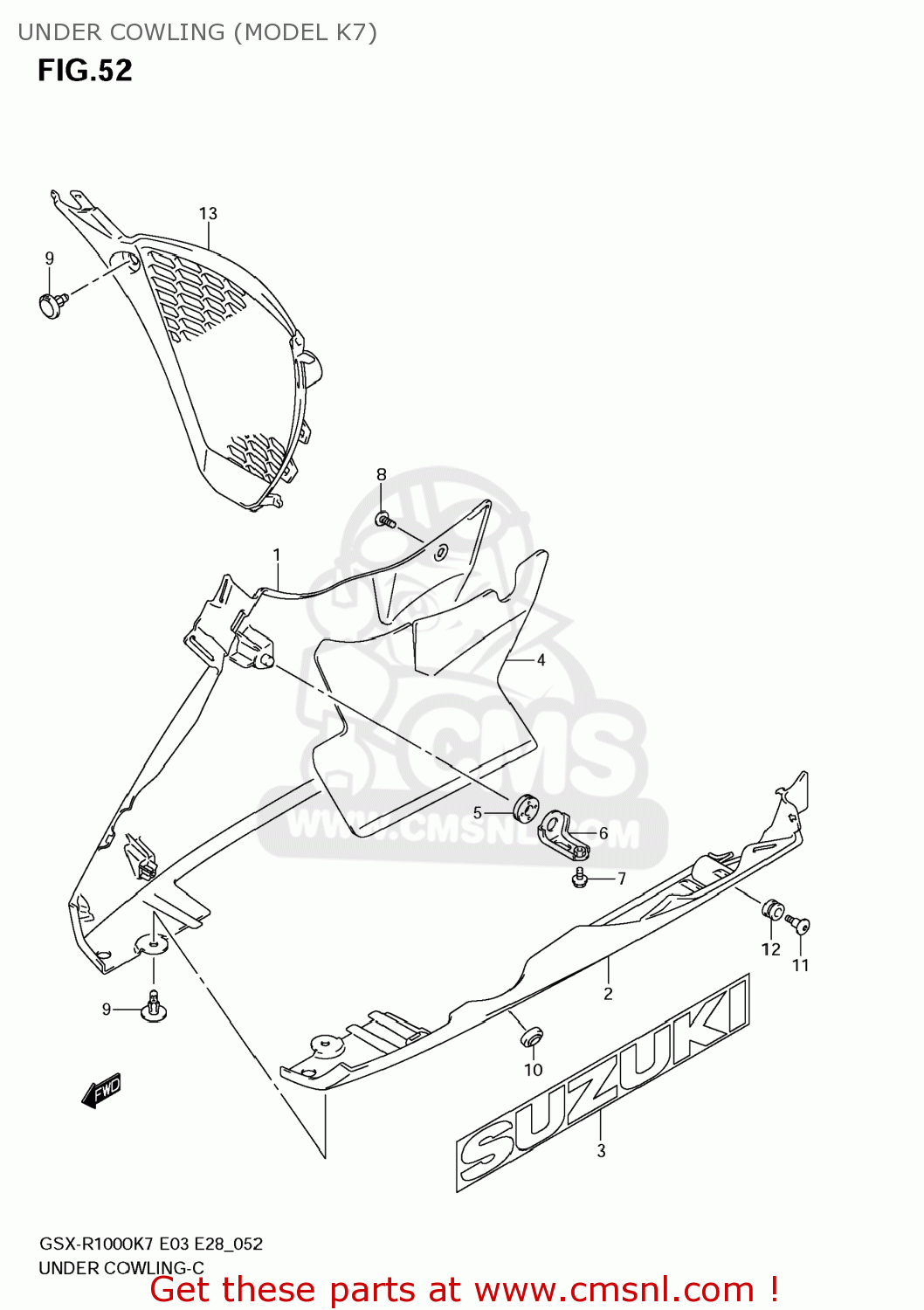 UNDER COWLING (MODEL K7) GSXR1000 2007 (K7) USA (E03)