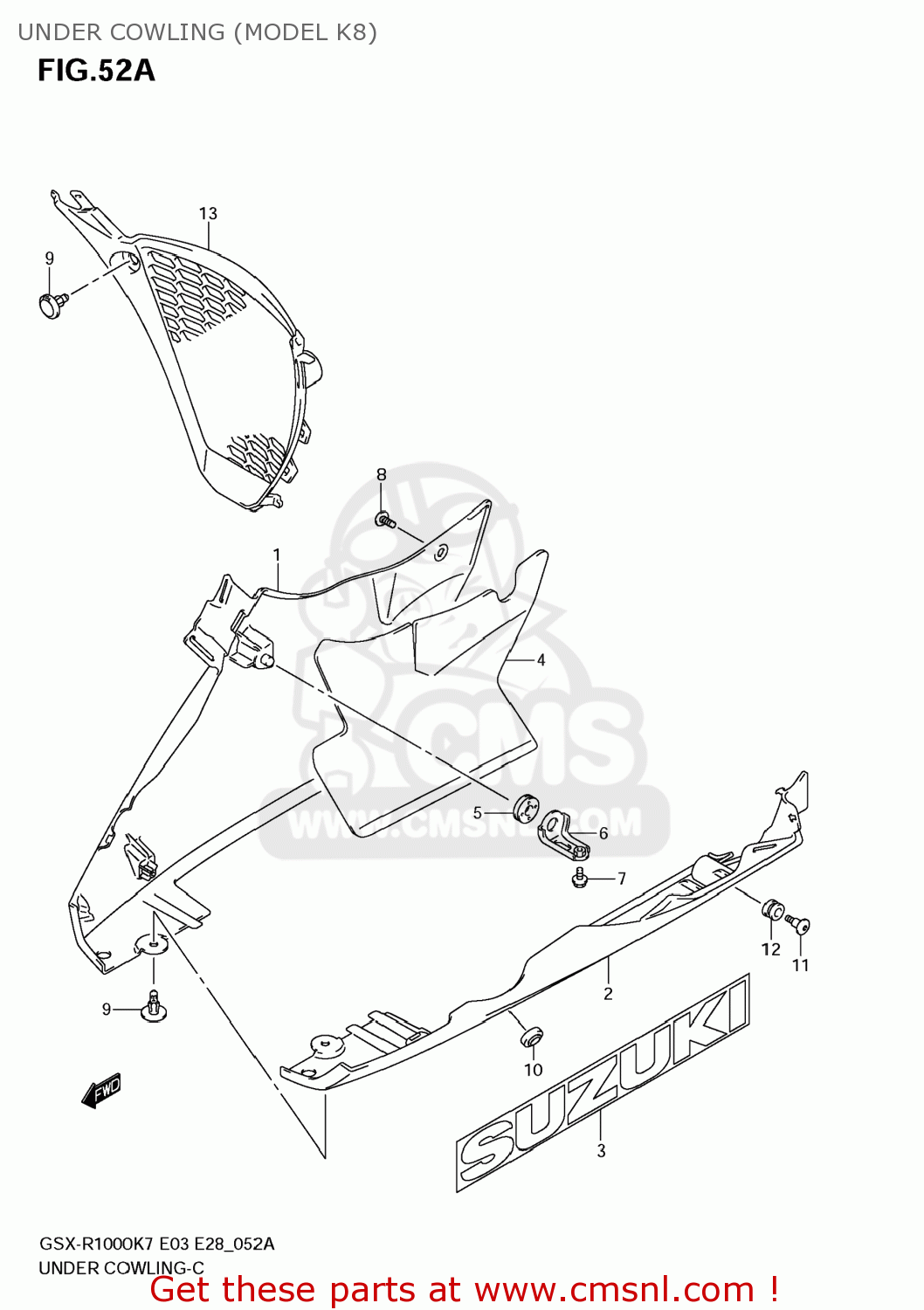UNDER COWLING (MODEL K8) GSXR1000 2007 (K7) USA (E03)