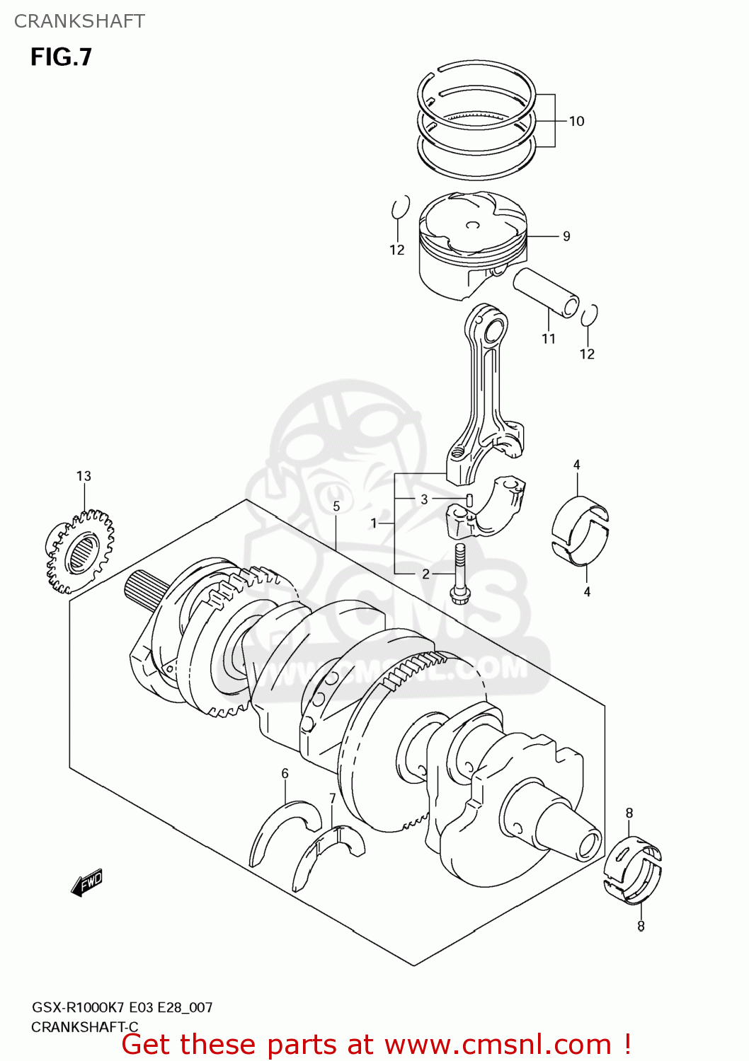 CRANKSHAFT GSXR1000 2008 (K8) USA (E03)