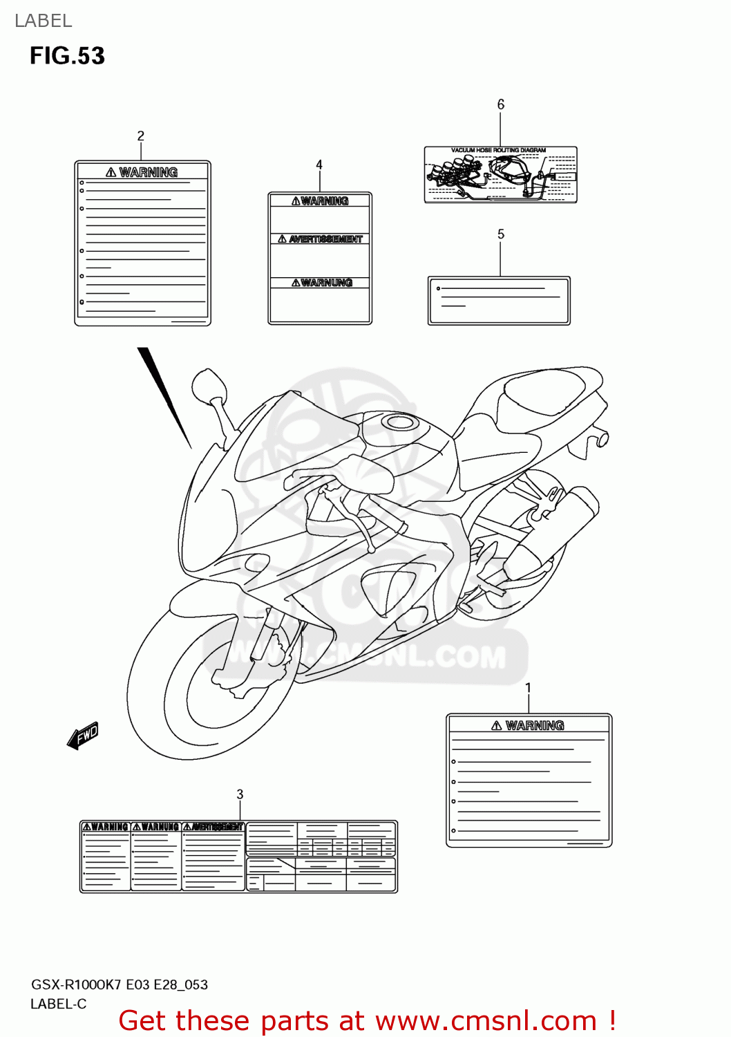 LABEL GSXR1000 2008 (K8) USA (E03)